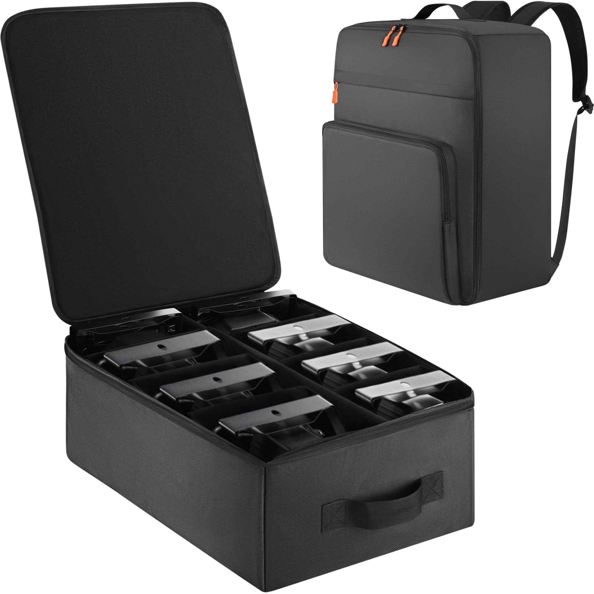 Aleemin Par Light Bag Soft Padded For 8 Par Lights, Stage Lighting Case With Removable Dividers & Backpack Strap & Handle, Light