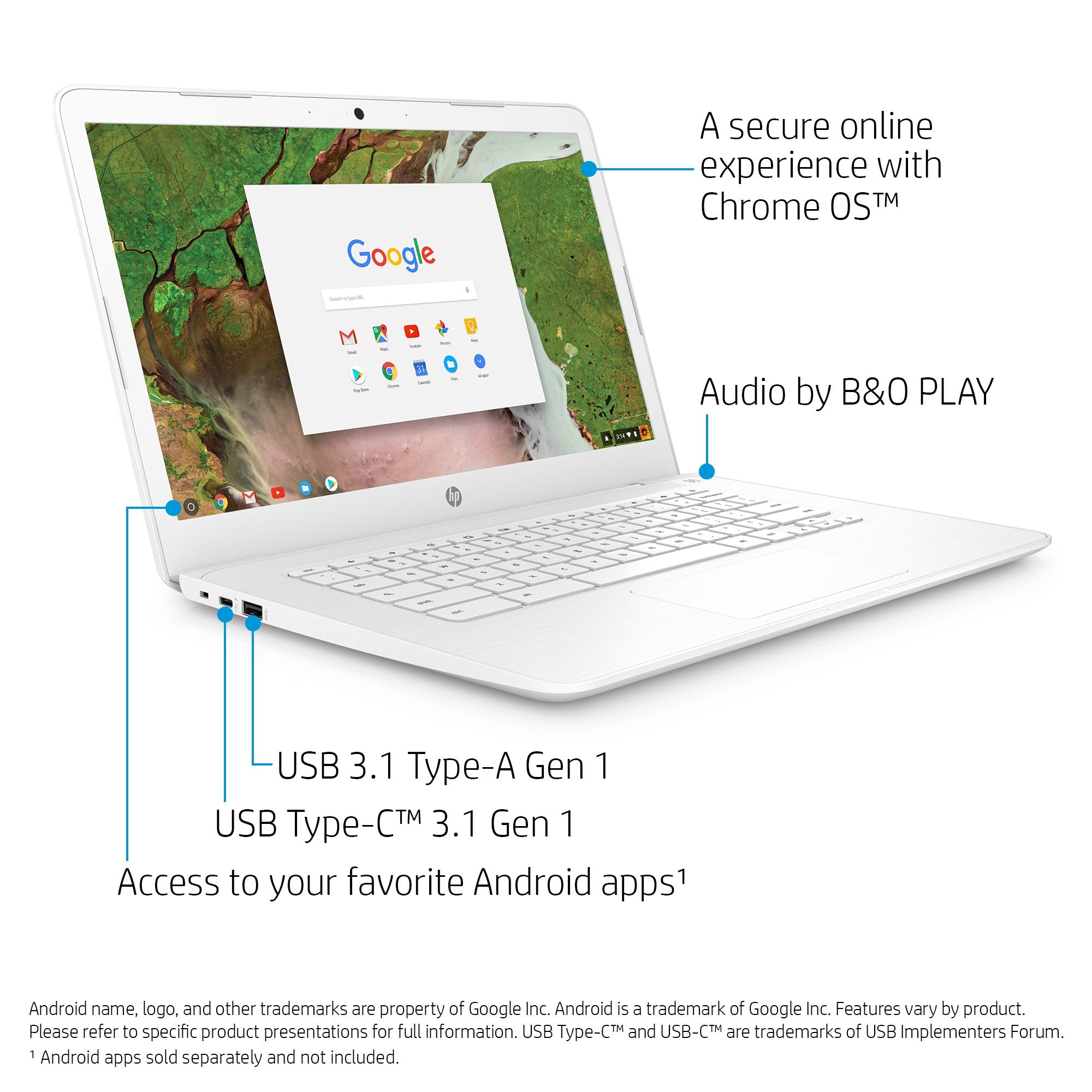 Hp Chromebook 14 Inch Laptop With 180 Degree Axis, Intel Celeron N3350 Processor, 4 Gb Ram, 32 Gb Emmc Storage, Chrome Os (14 Ca