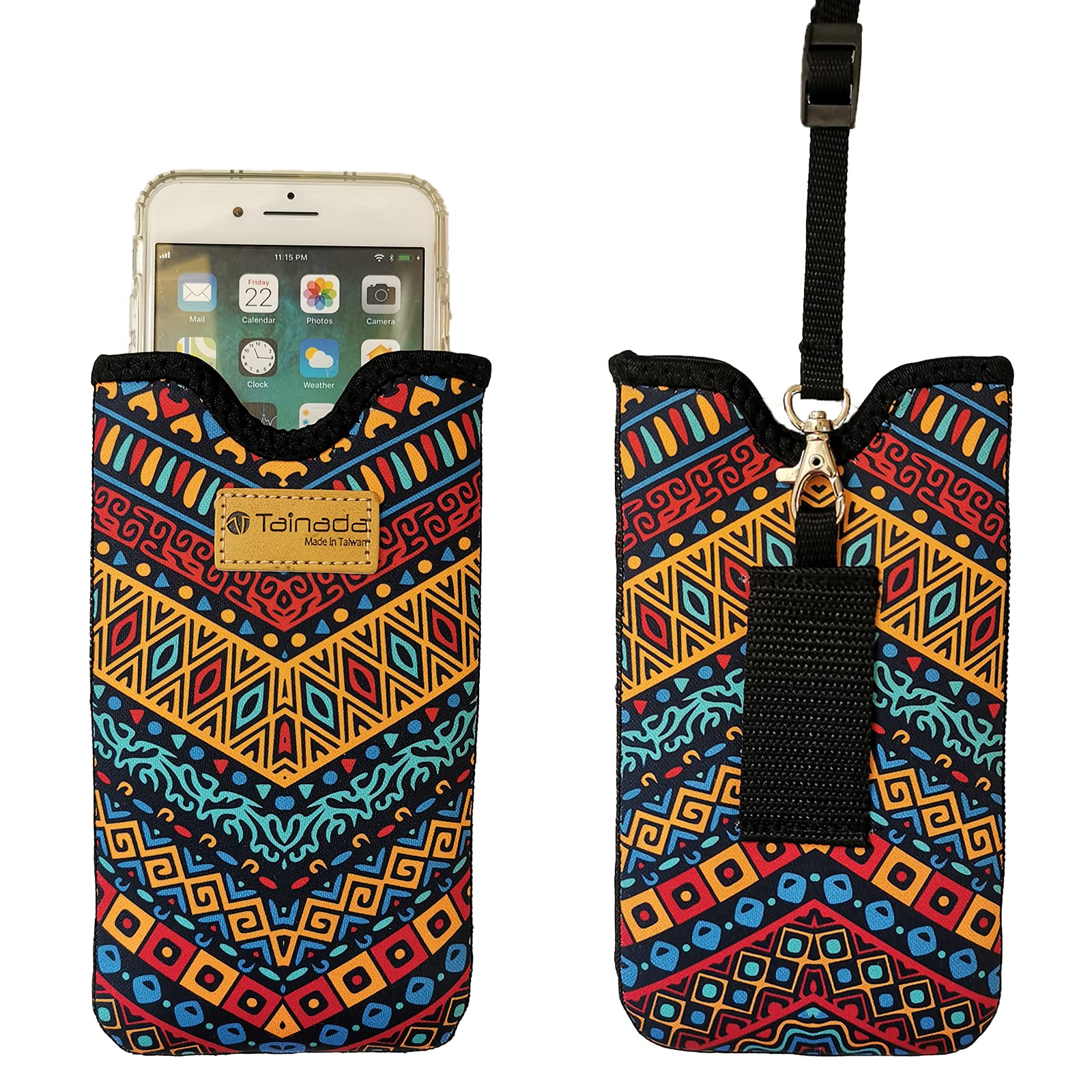 Tainada Men Women Neoprene Shockproof Phone Sleeve Pouch Carrying Case With Neck Lanyard, Belt Loop Holster For Iphone 15/14, 15