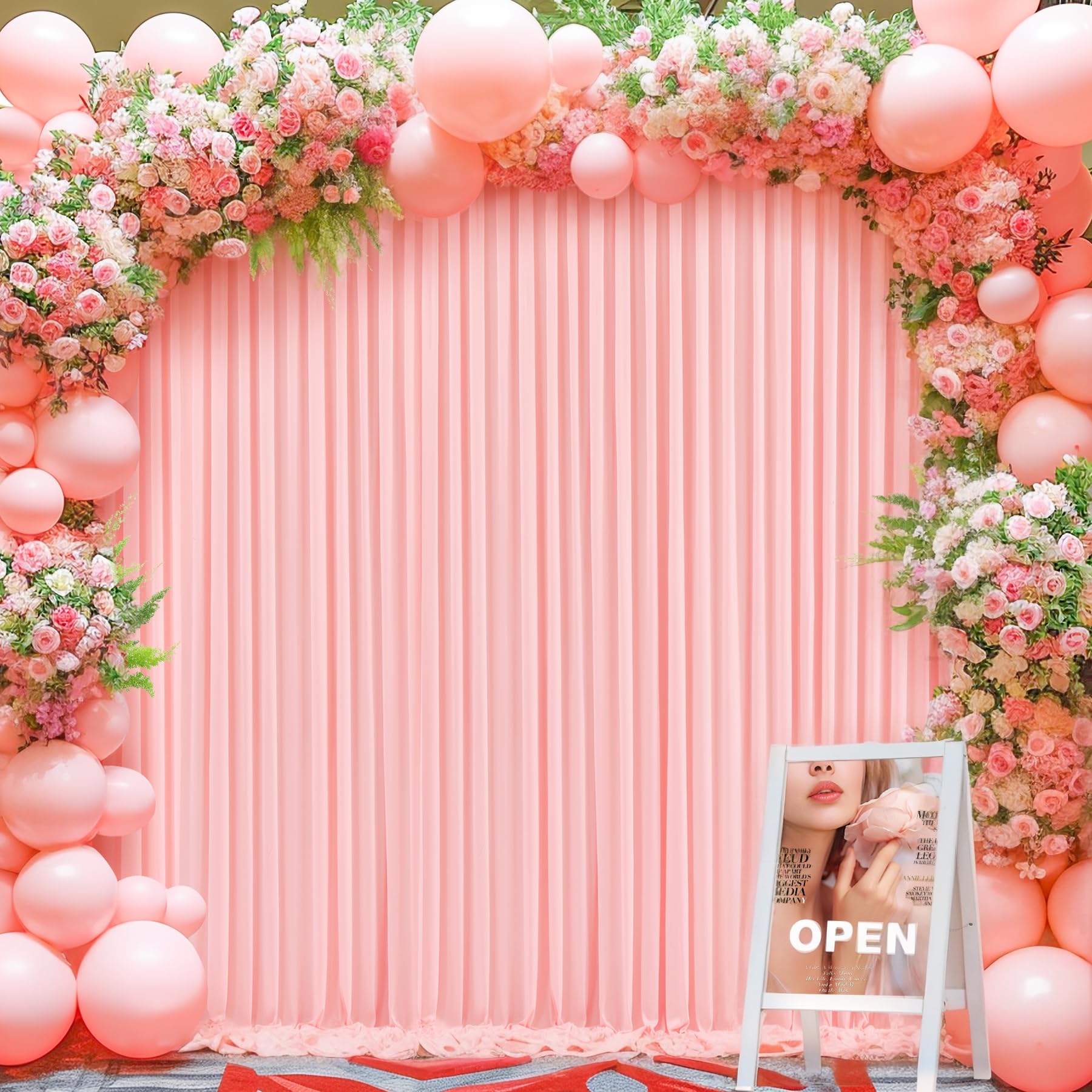 Blush Pink Backdrop Curtain For Parties Baby Shower Wrinkle Free Pink Photo Curtains Backdrop Drapes Fabric Decoration For Weddi