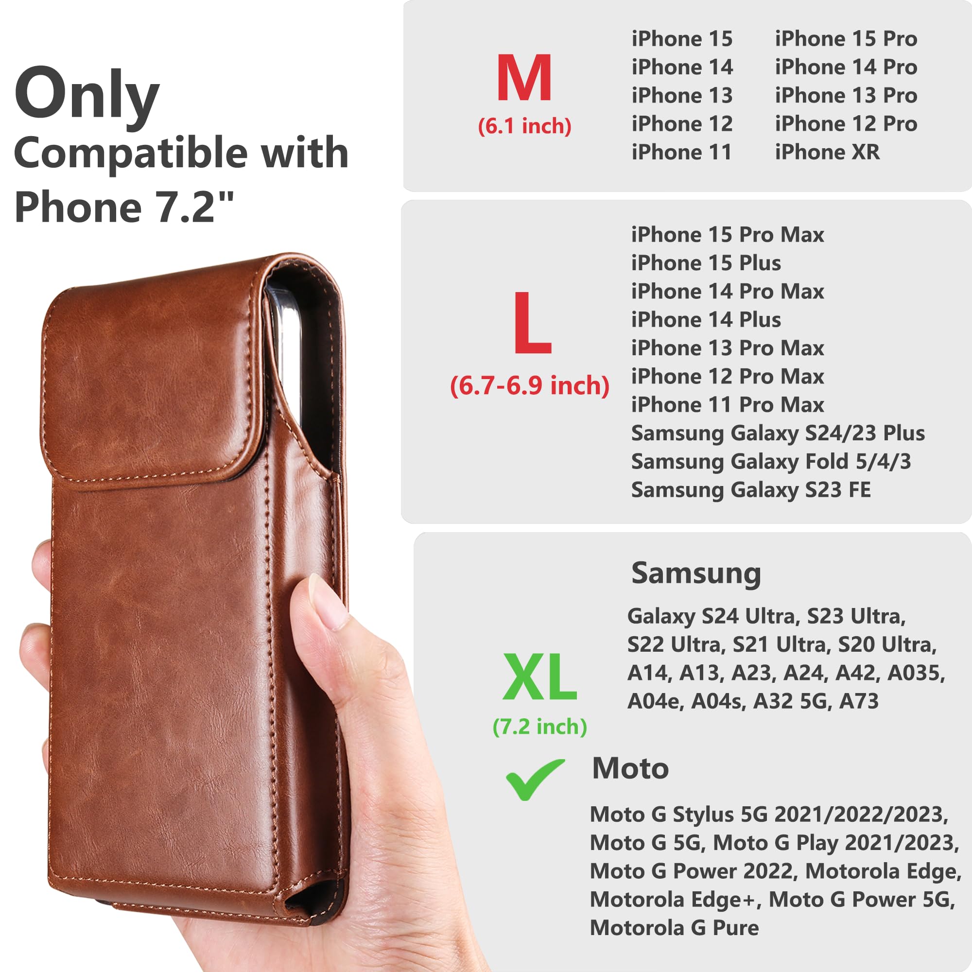 Ingido Holster For Galaxy S24 Ultra S23 Ultra S22 Ultra 5G Note 20 Ultra 5G Note 10+ Plus 5G, Premium Leather Pouch With Belt Cl