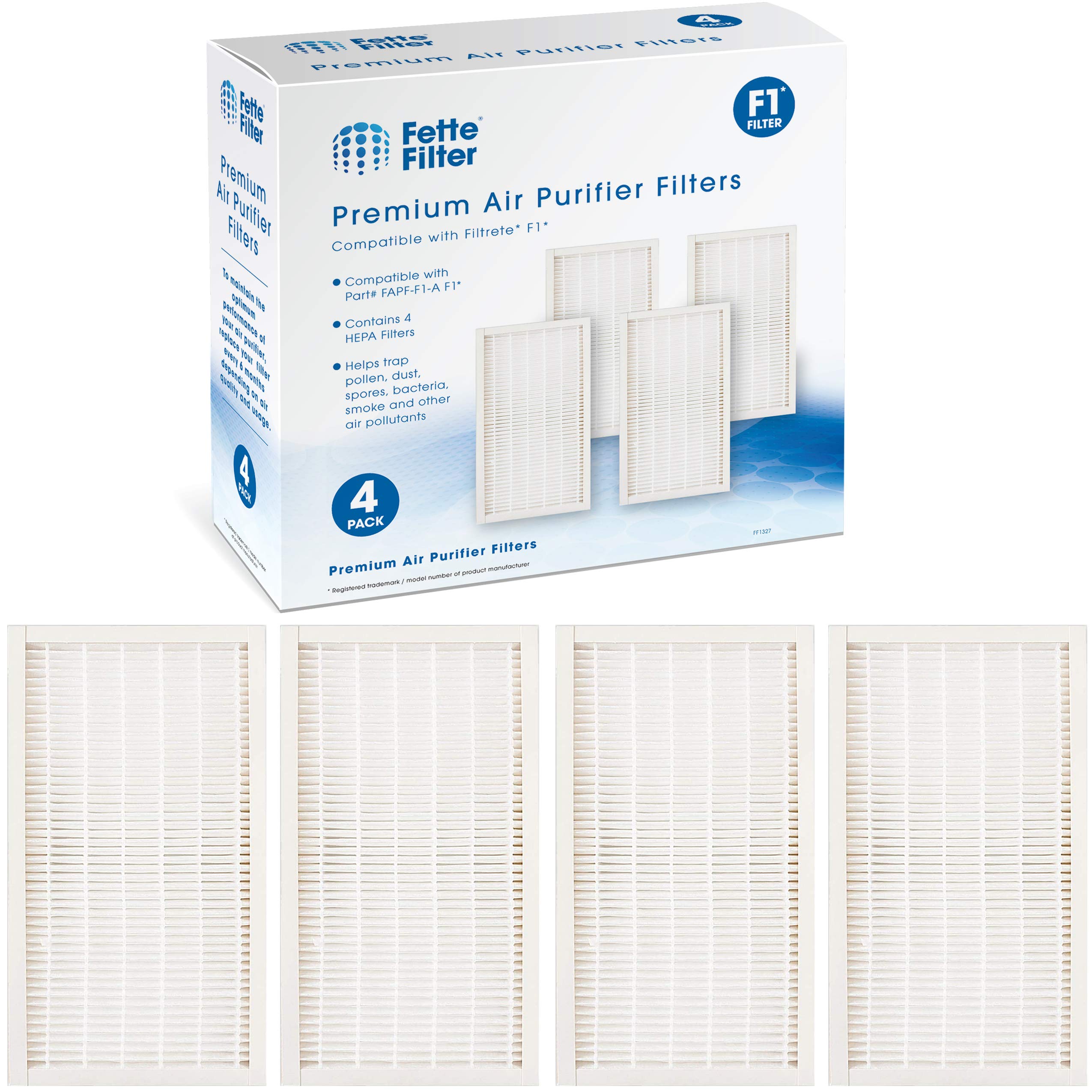 Fette Filter   4 Premium Allergen Reduction True Hepa Filters Compatible With 3M Filtrete F1. Compare To Part # Fapf F1 A F1 For