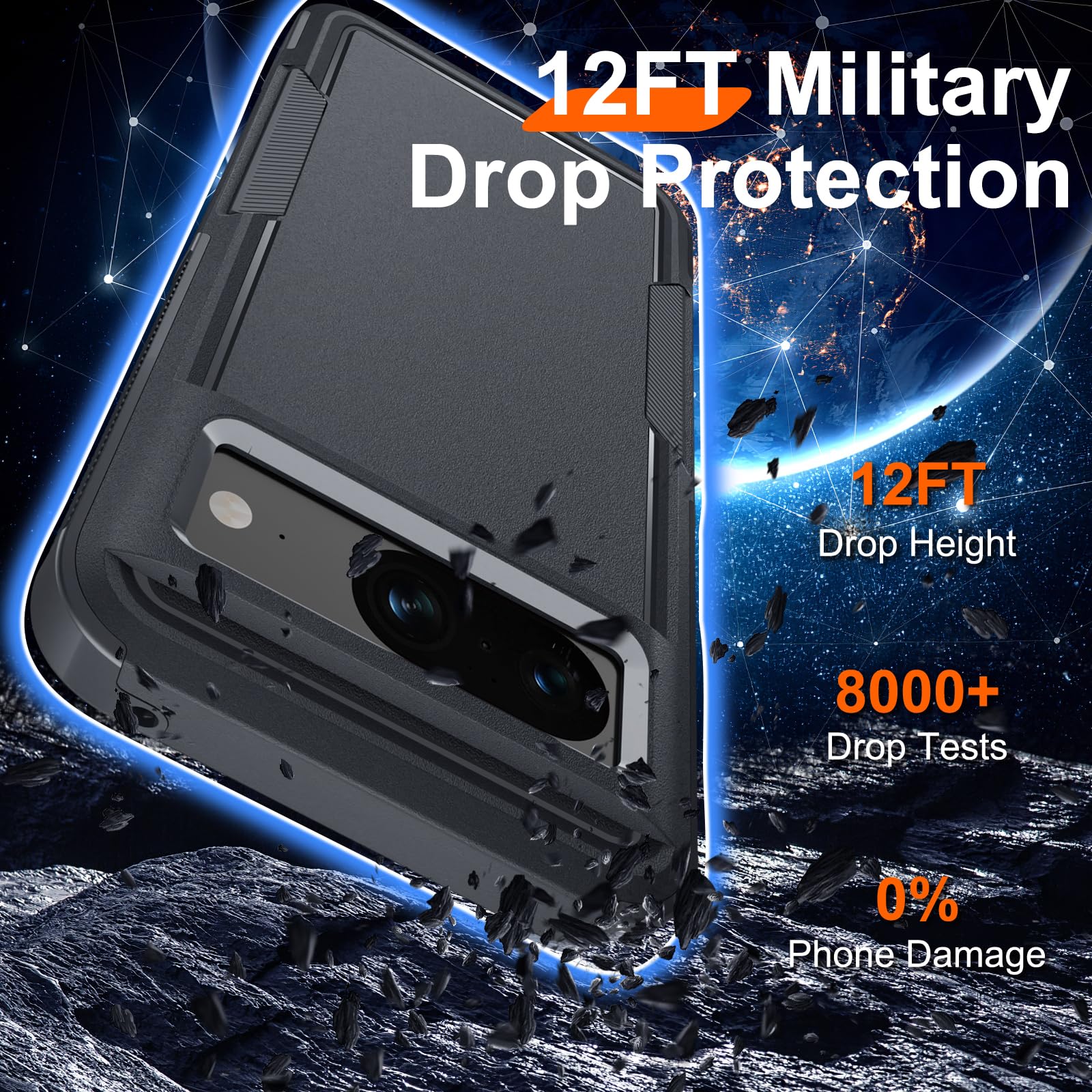 Janmitta For Google Pixel 8A Case With Screen Protector+Camera Lens Protector+Wrist Strap Lanyard,Heavy Duty Shockproof Full Bod