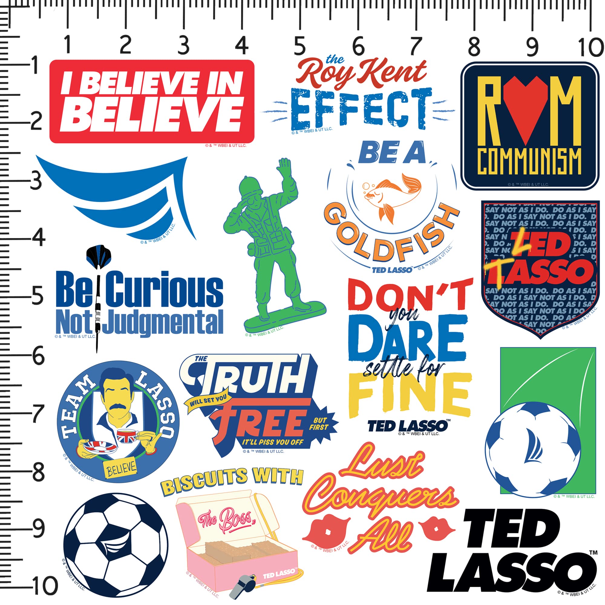 Ted Lasso 50Ct Sticker Pack Large Deluxe Stickers Variety Pack   Laptop, Water Bottle, Scrapbooking, Tablet, Skateboard, Indoor/