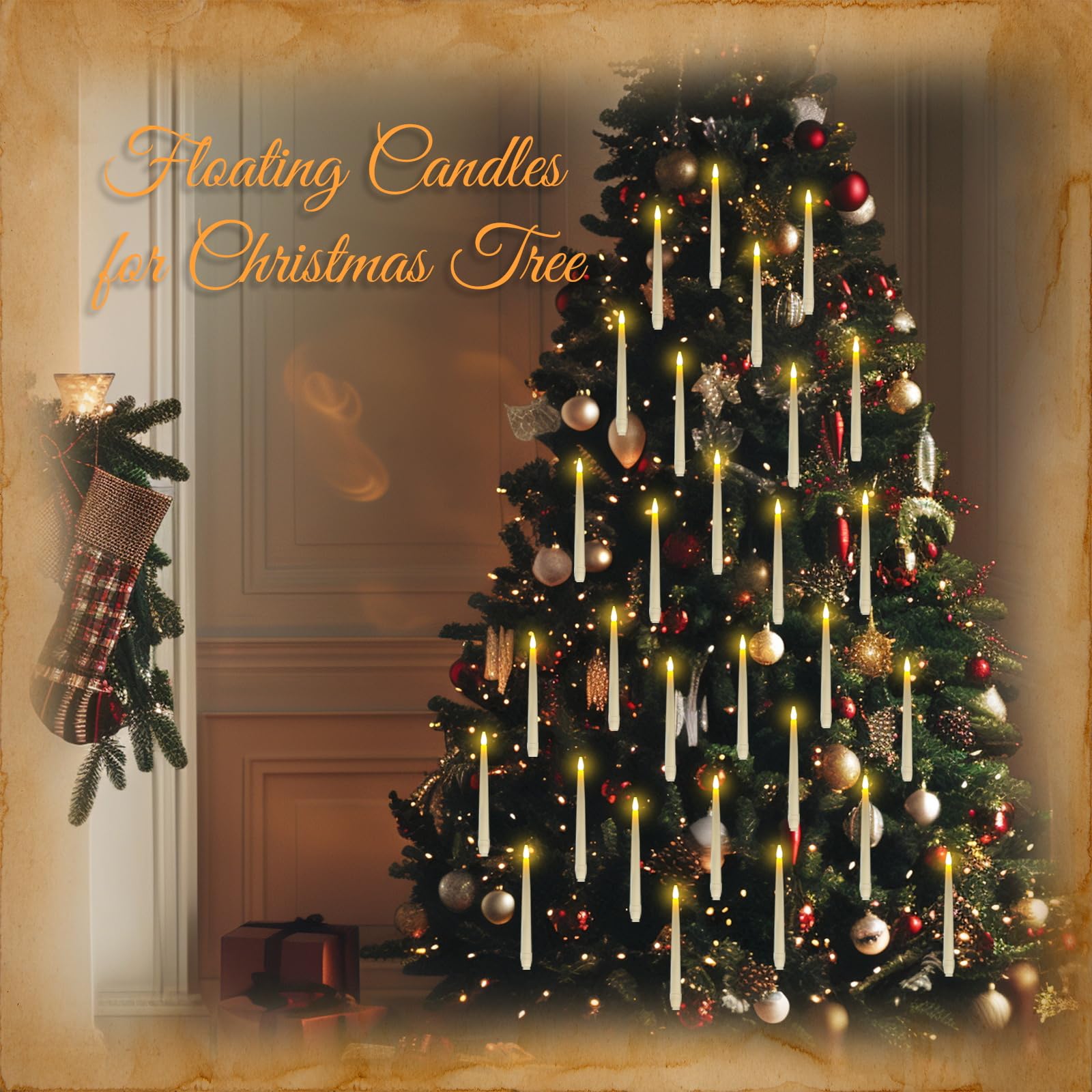 Homemory 20Pcs Floating Candles With Wand Remote, Magic Hanging Candles With Timer, Flickering Warm Light Halloween Floating Can