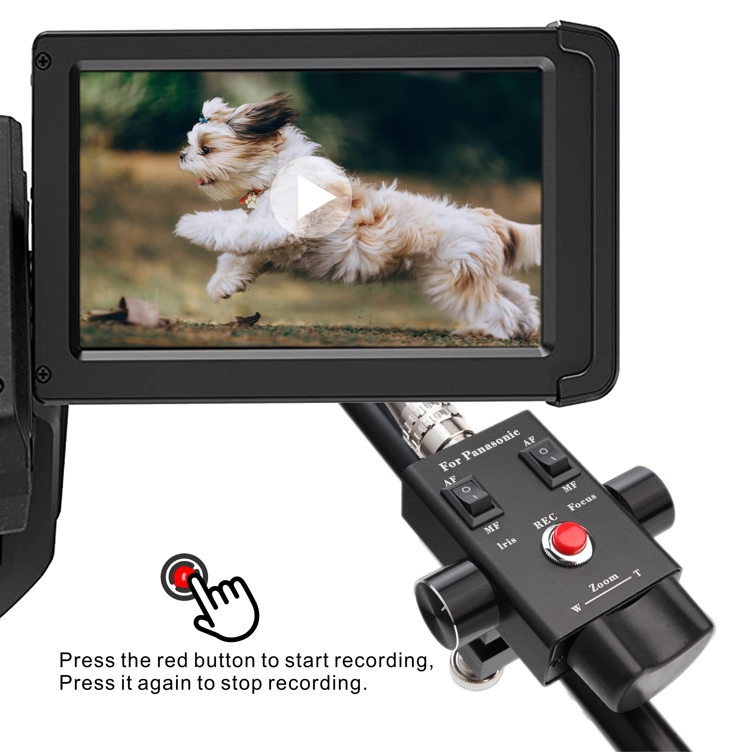 Koertacoo Camcorder Zoom Controller, Remote Control Zoom, Iris, And Focus Control + 2.5Mm And 3.5Mm Jack Cable For Panasonic Hc X1 Hc Pv100 Ag Ux90 Ag Ux180 Hc X1000 Ag Ac30 Ag Ac90 Au Eva1 Camera.