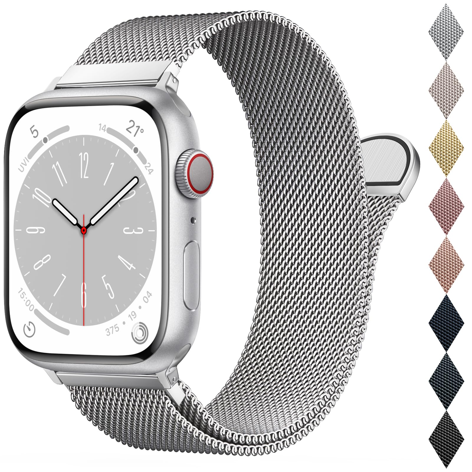 Belongme Mesh Metal Loop Compatible With Apple Watch Band 40Mm 41Mm 38Mm 42Mm Series Se 10 9 8 7 6 5 4 3 2 1 Women Men, Stainles