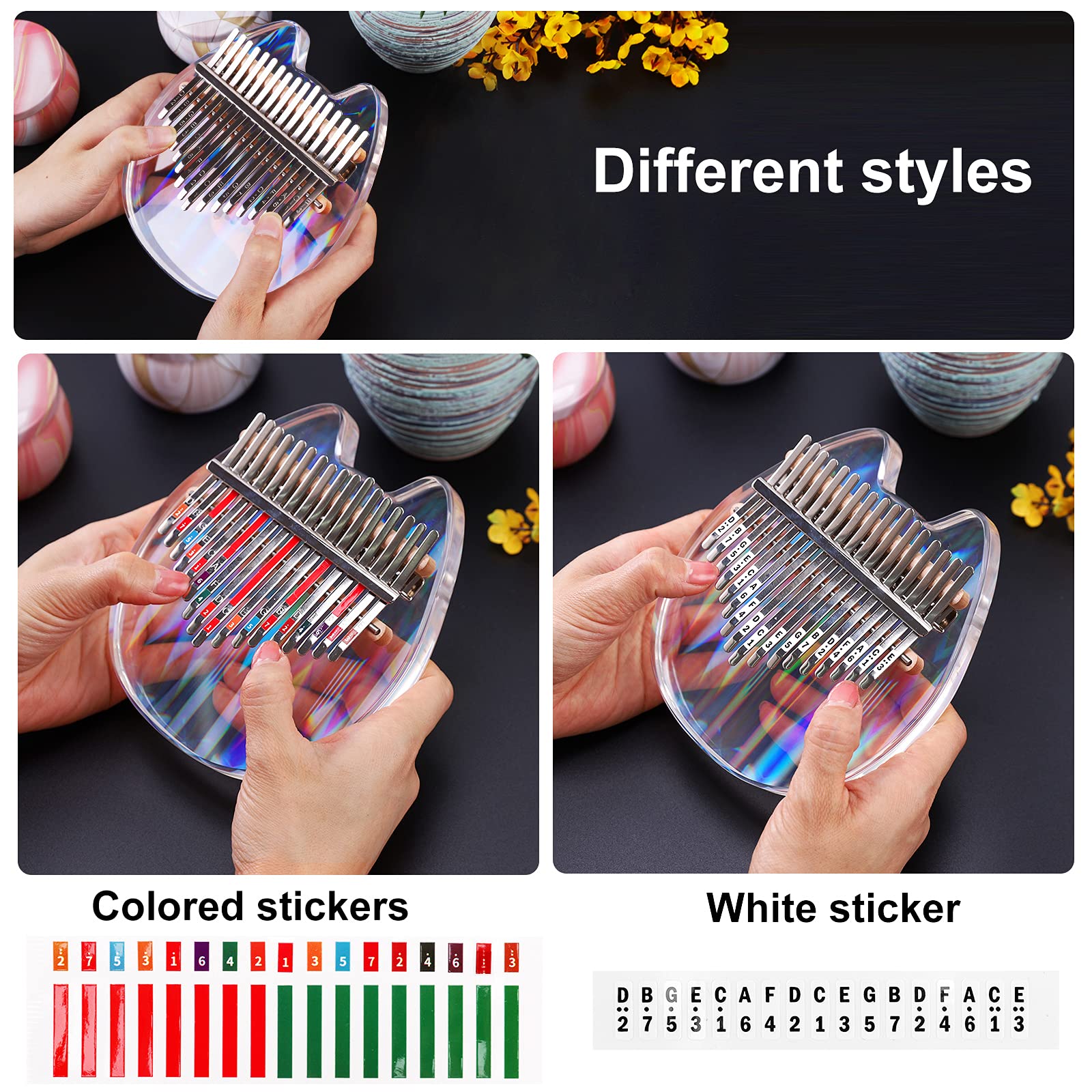 Beveetio Clear Kalimba Thumb Piano With Eva Protective Case, Transparent Crystal Kalimba 17 Key, Musical Instrument Gifts For Ki