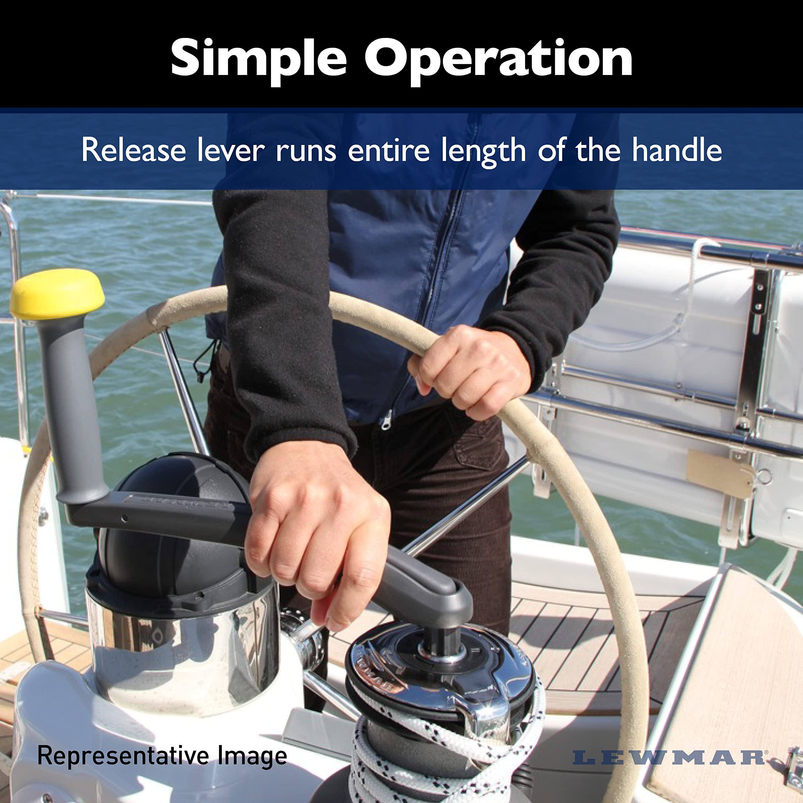 Lewmar 10'' One Touch Aluminum Winch Powergrip Handle - Lightweight, Corrosion-Resistant, Marine-Grade Alloy, One-Touch Lock-In ,WBHDWB00B7T3O8S