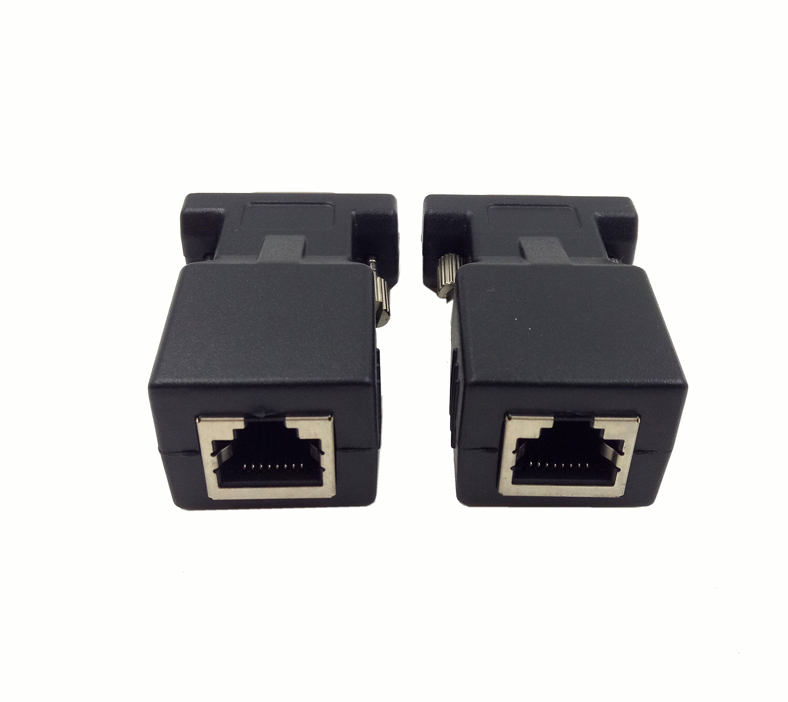 Halokny Vga Extender Over Ethernet Adapter, Vga 15 Pin Male To Cat5 Cat6 Rj45 Female Network Cable Extender Connector Adapter(2 Pack)