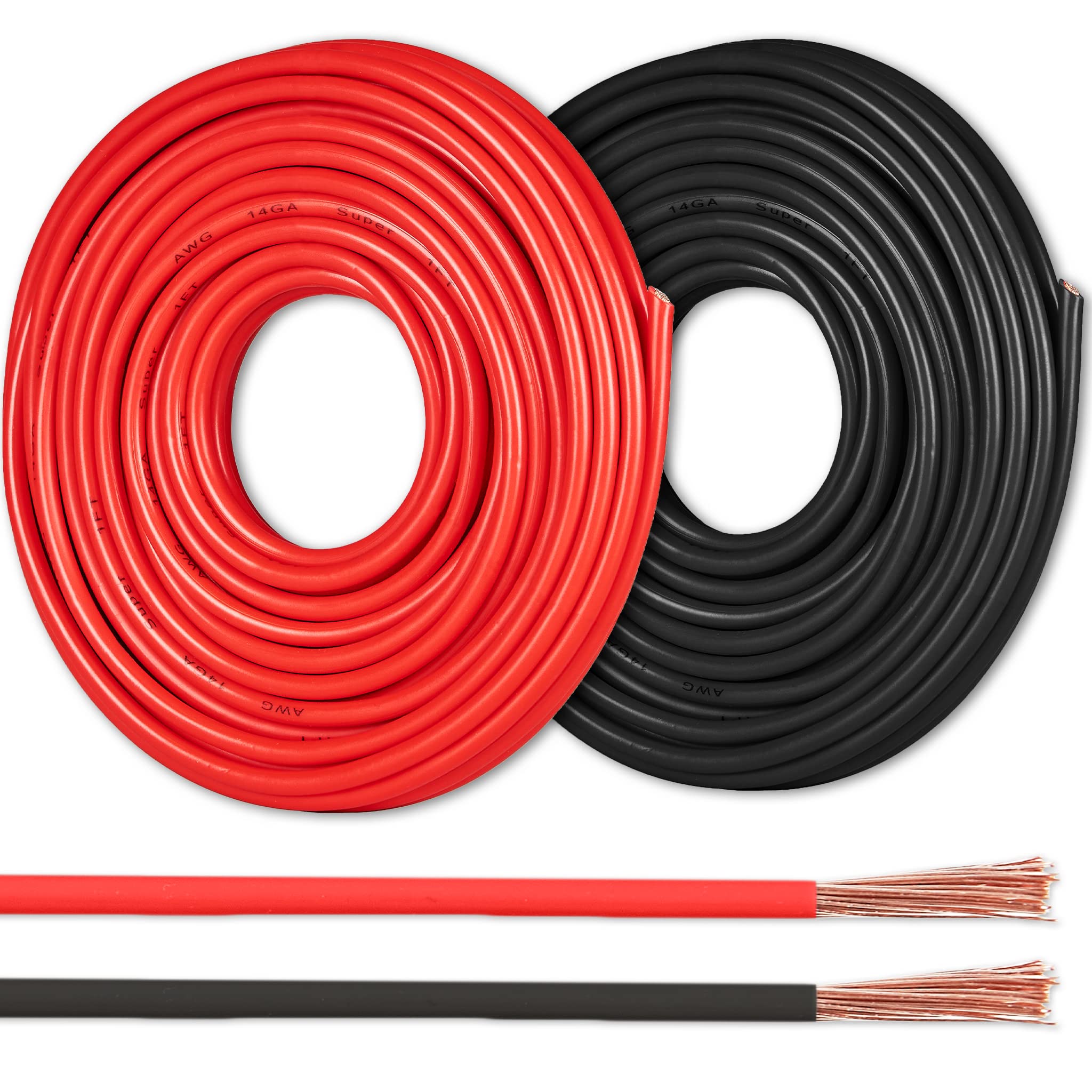 Gs Power 16 Awg (True American Wire Ga) Cca Copper Clad Aluminum Primary Wire. 25 Ft Red & 25 Ft Black Bundle. For Car Audio Spe