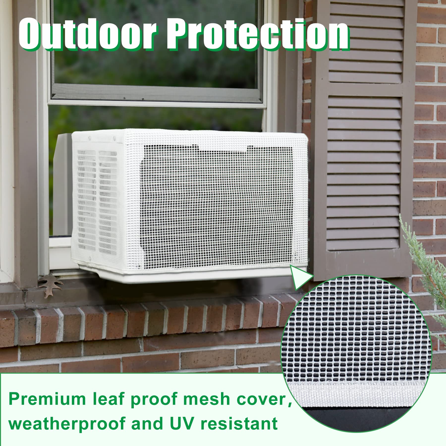 Forestchill Window Air Conditioner Cover For U Shaped Window Ac Unit, Outdoor Full Protection, Debris Leaf Guard Mesh Cover For