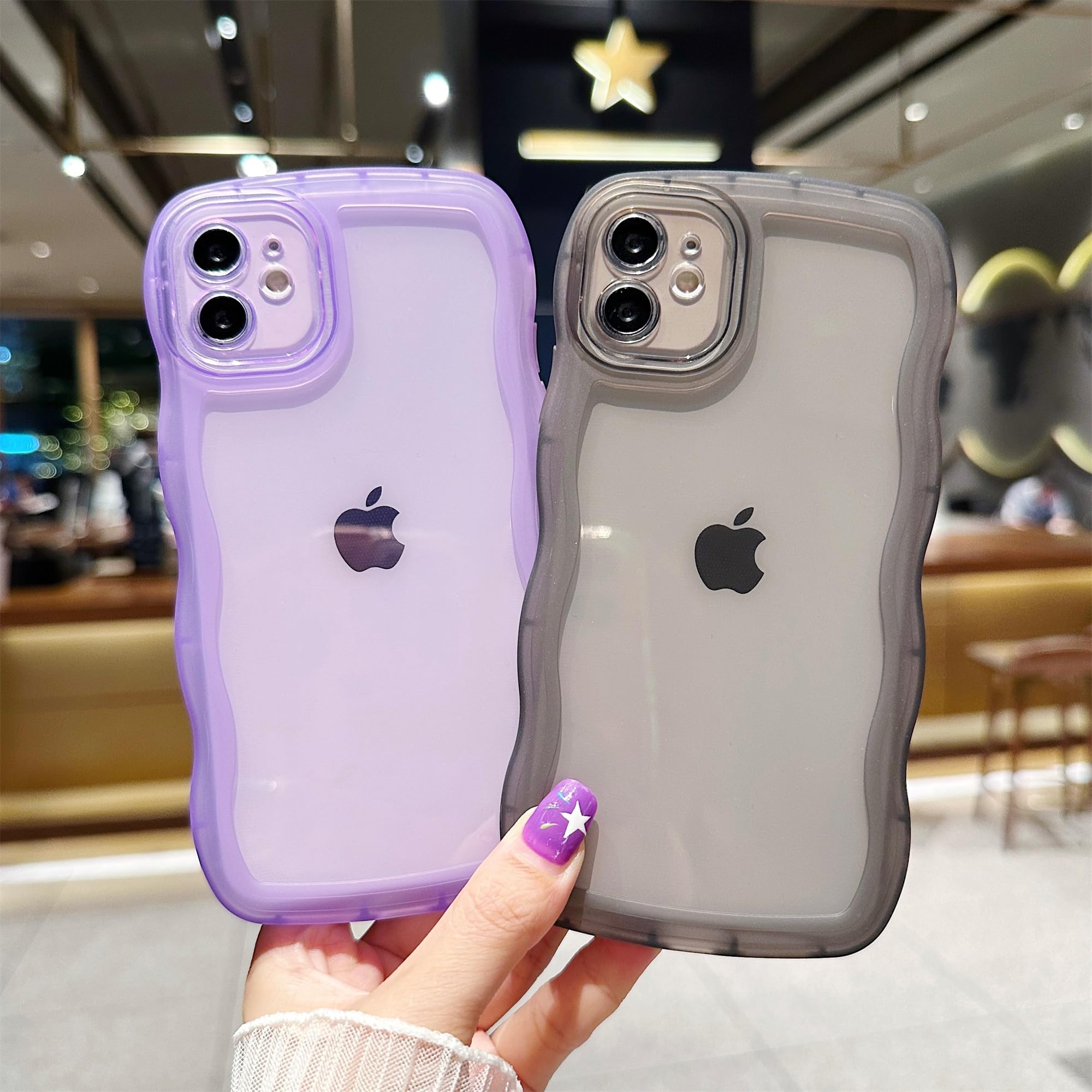 Skylmw Compatible With Iphone 12 Mini Case 5.4'' 2020, Cute Kawaii Curly Wave Frame Shape Soft Silicone Shockproof Protective Ph