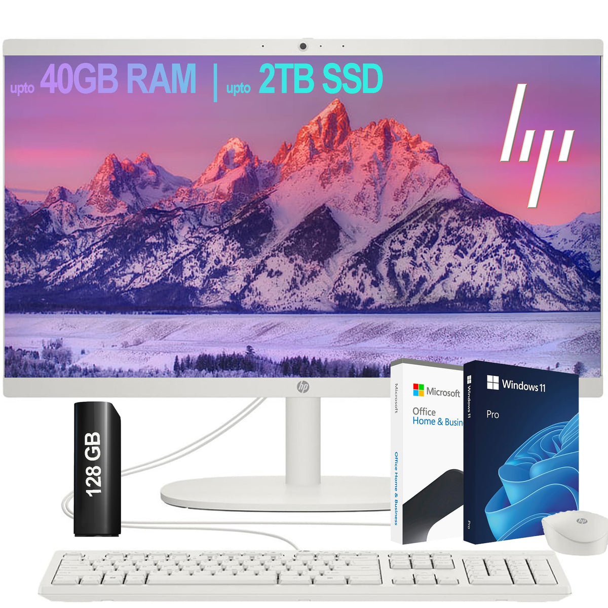 Hp All In One Desktop| 22'' Full Hd Display| Intel Dual Core Processor| 20Gb Ram| 2Tb Pcie Ssd| 128Gb External Drive & Microsoft
