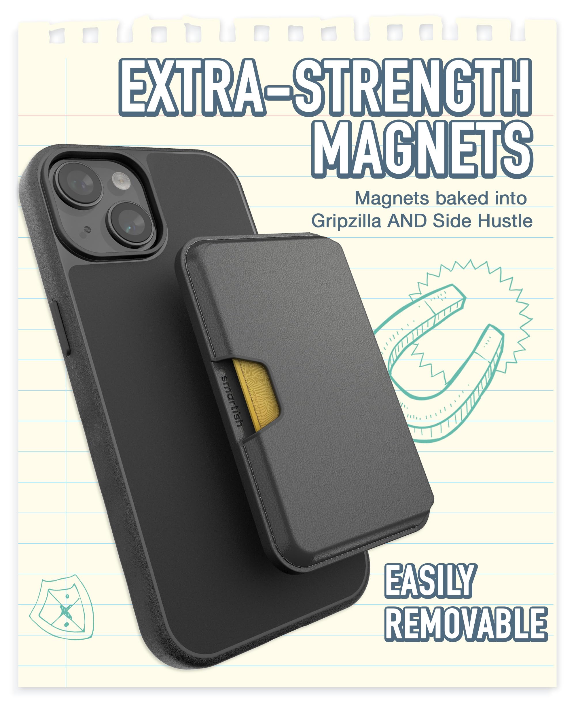 Smartish Iphone 15 Slim Case With Wallet For Magsafe Iphones   Gripmunk   Magsafe Compatible Thin Grip Cover + Detachable Magnet