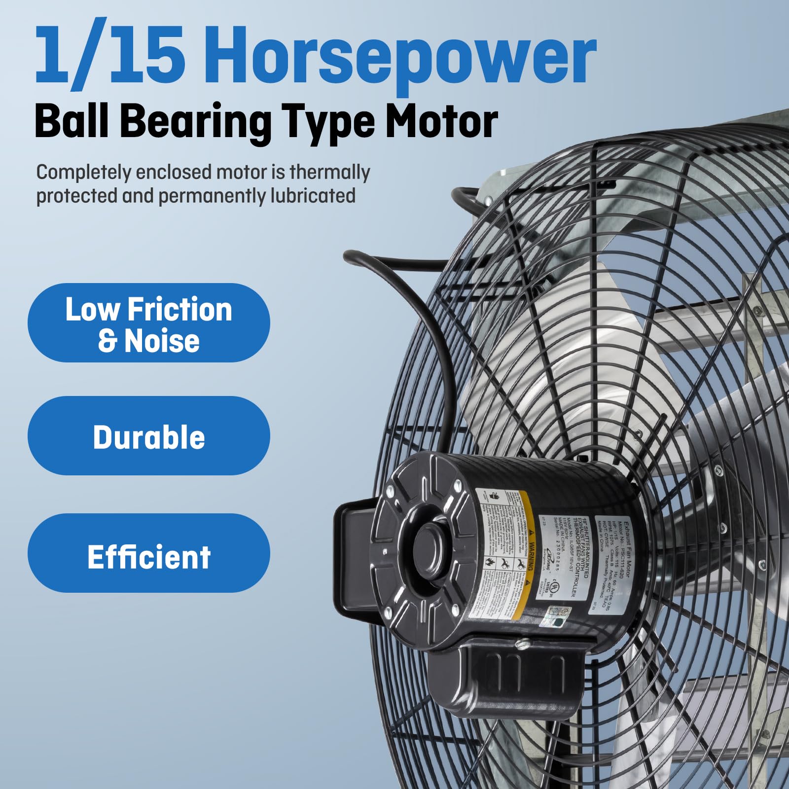 Iliving 18'' Wall Mounted Shutter Exhaust Fan, Automatic Shutter, With Thermostat And Variable Speed Controller, 0.85A, 1736 Cfm