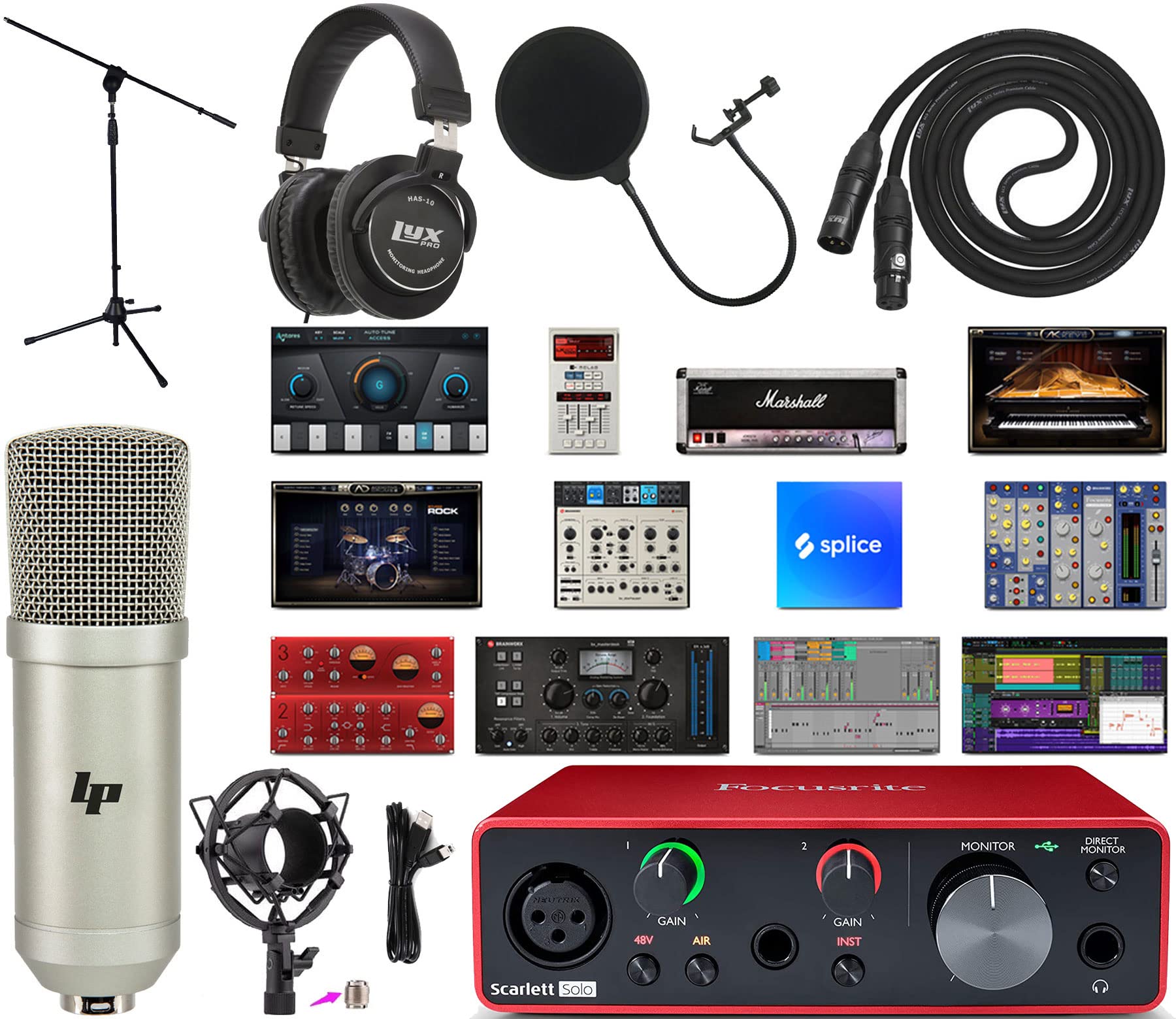 Focusrite Scarlett Solo 2X2 Usb Audio Interface Full Studio Bundle With Creative Music Production Software Kit