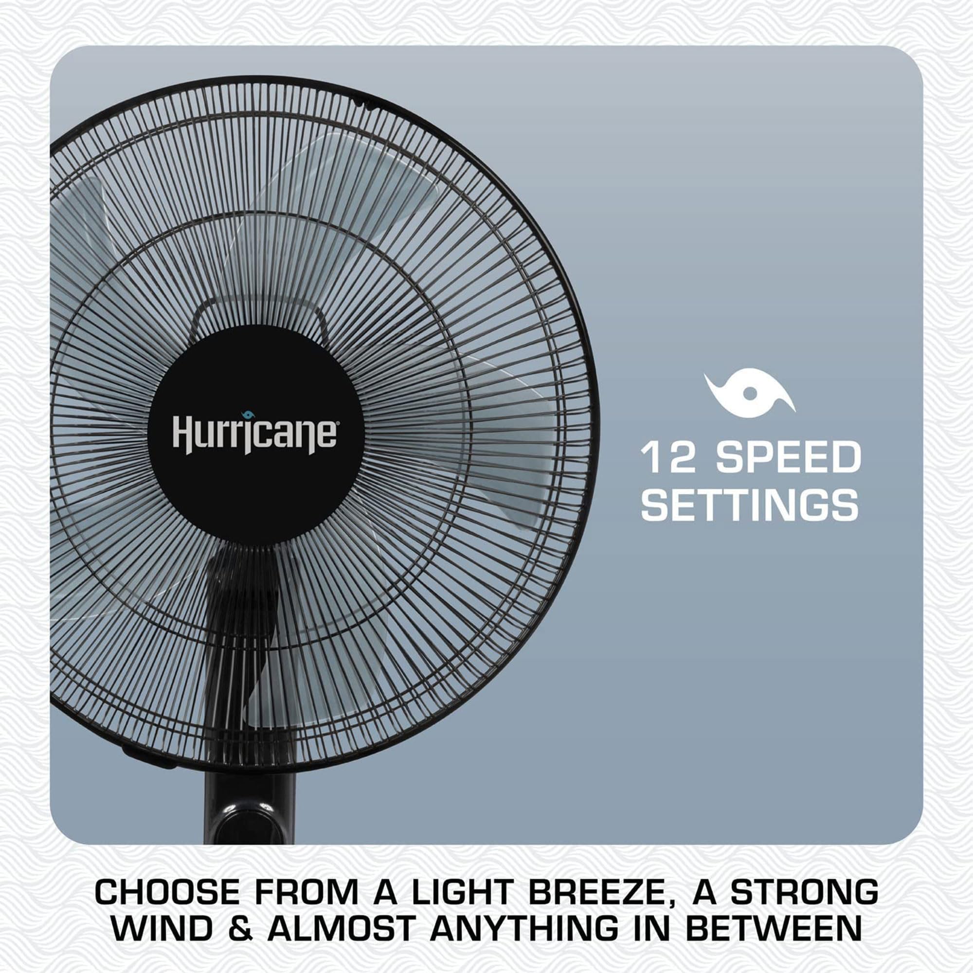 Hurricane 16 Inch Energy Efficient Adjustable Standing Fan With 12 Speed Settings And Adjustable Fan Height For Bedrooms And Ind