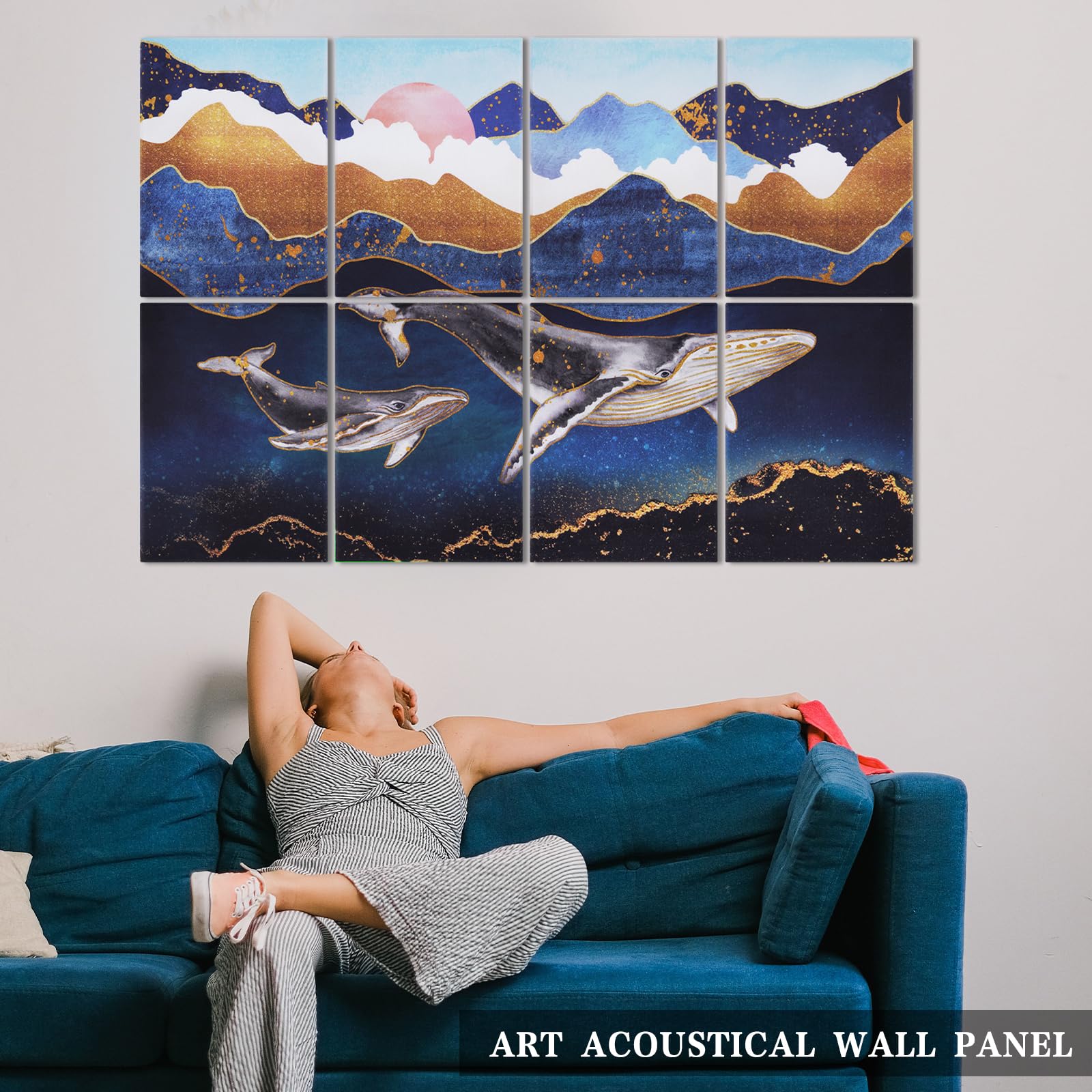 Tutmyrea Art Acoustic Panels, Sound Proofing Padding, 8 Pack Acoustical Soundproof Wall Panels, 48'' X 32'' Self Adhesive Decora