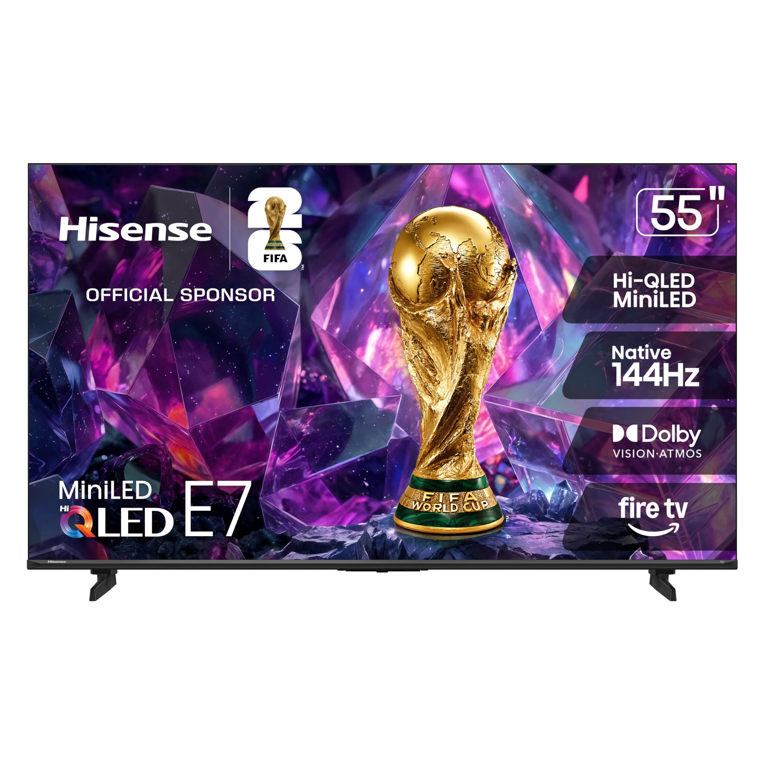 Hisense 55 E7 Cinema Series Hi-QLED Mini-LED 4K UHD Smart Fire TV (55E7SF, 2026 Model) -Native 144Hz, Dolby Vision IQ  Atmos, Fu