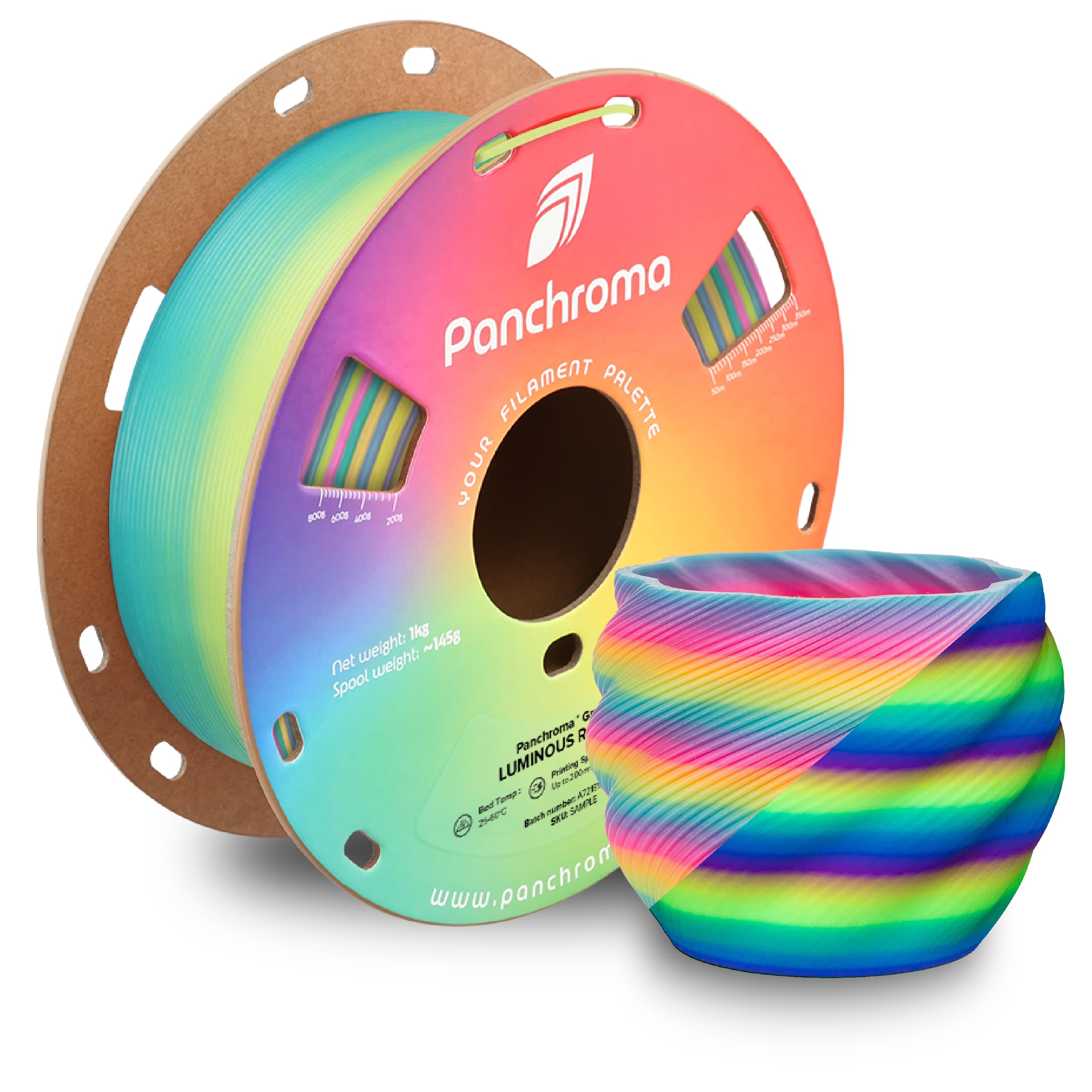 Polymaker Panchroma Pla Filament, Luminous Rainbow 1.75Mm 3D Printing Filament, 3D Printer Pla Filament, Fit Most Fdm 3D Printer
