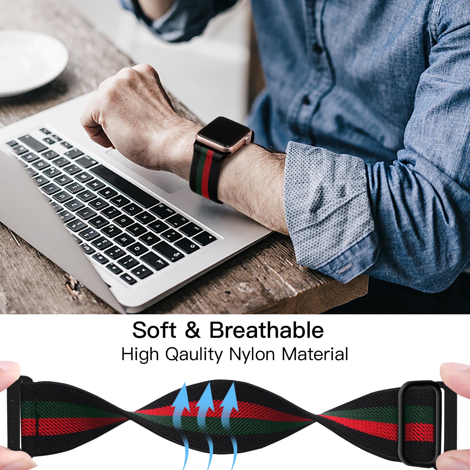 Lerobo Compatible With Apple Watch Band Series 10 9 8 45Mm 46Mm Se 44Mm Ultra 2 49Mm Series 3 42Mm Band For Men Women Stretchy N