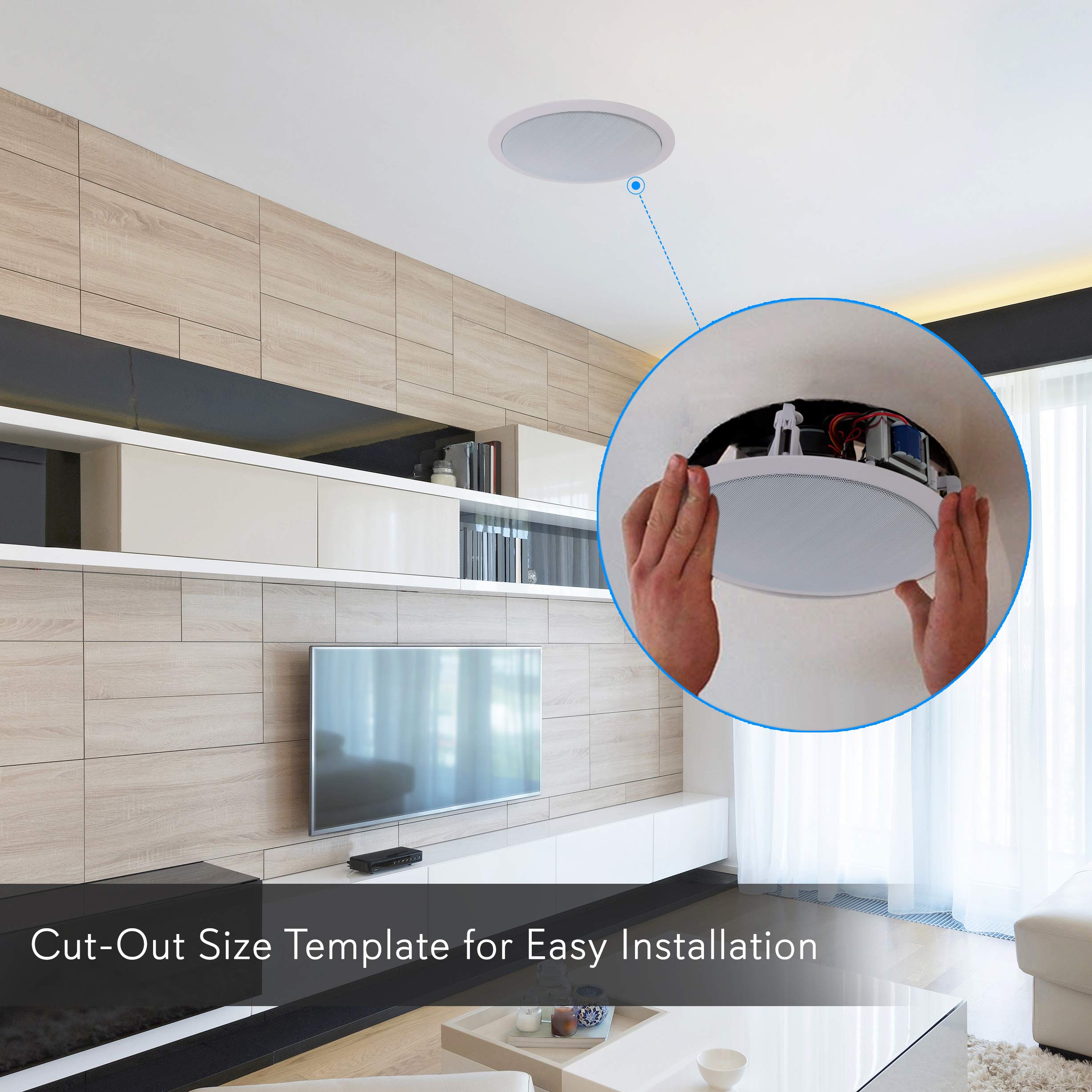 Pyle Ceiling And Wall Mount Speaker - 8    2-Way 70V Audio Stereo Sound Subwoofer Sound With Dome Tweeter, 600 Watts, In-Wall &