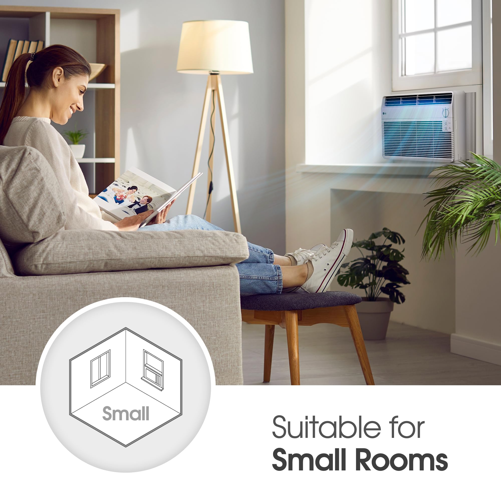 Lg Lw5024X Window Air Conditioner, For Small Room (150 Sq.Ft), Quiet Operation, 115V, 5,000 Btu, White