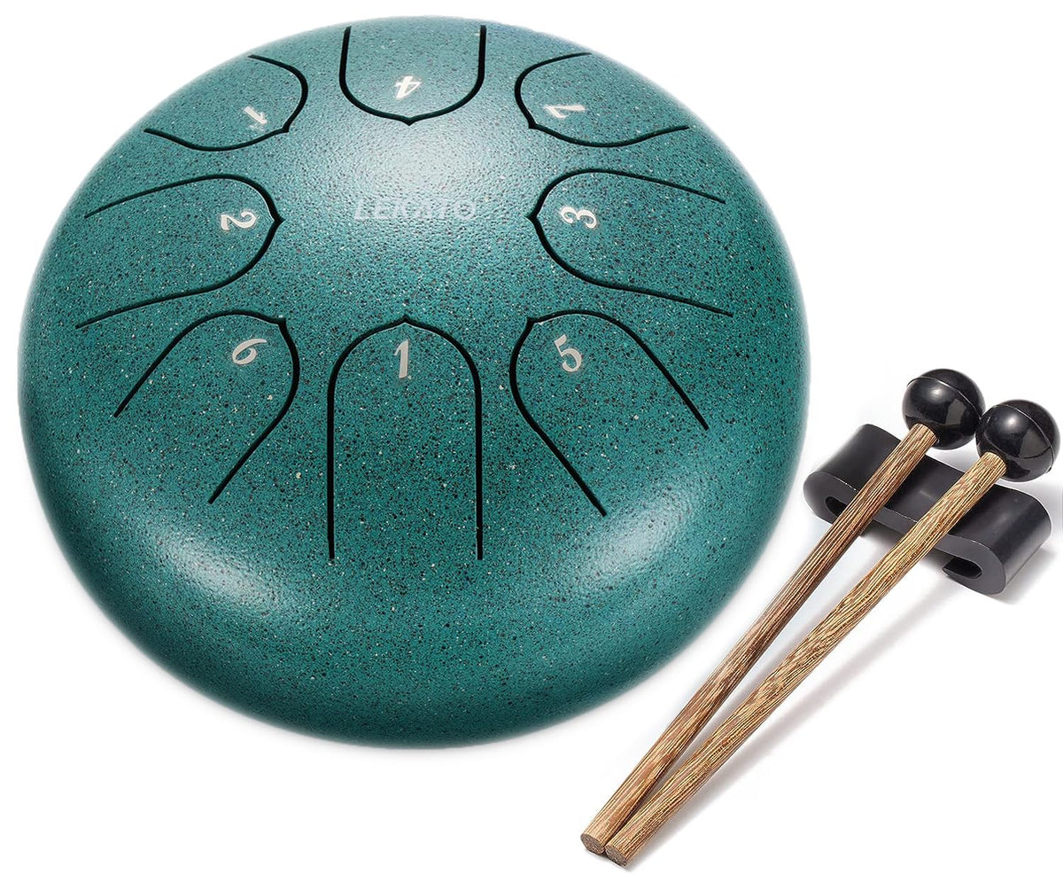 Steel Tongue Drum, Lekato 6 Inch 8 Notes Tongue Drum Percussion Instruments - C Key Hand Pan Drum With Song Book, Drum Mallets(S