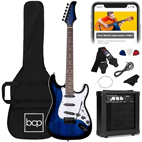 Best Choice Products 39In Full Size Beginner Electric Guitar Starter Kit Wcase, Strap, 10W Amp, Strings, Pick, Tremolo Bar   Hol