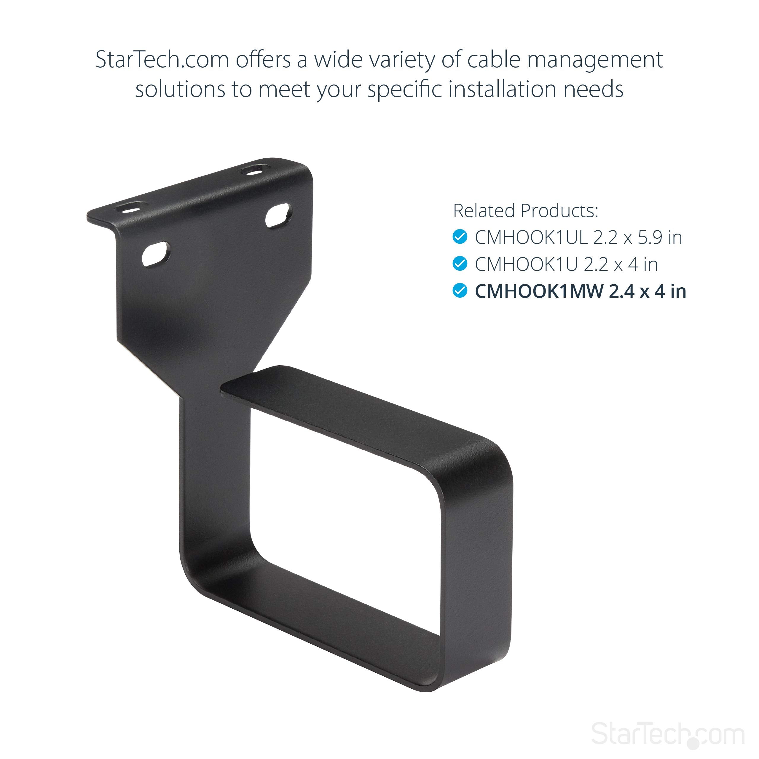 Startech.Com 2.4 X 3.9In Vertical Cable Management D Ring   1.5U Metal D Ring Hooks   Wire Organizer For 2 Or 4 Post Network/Ser