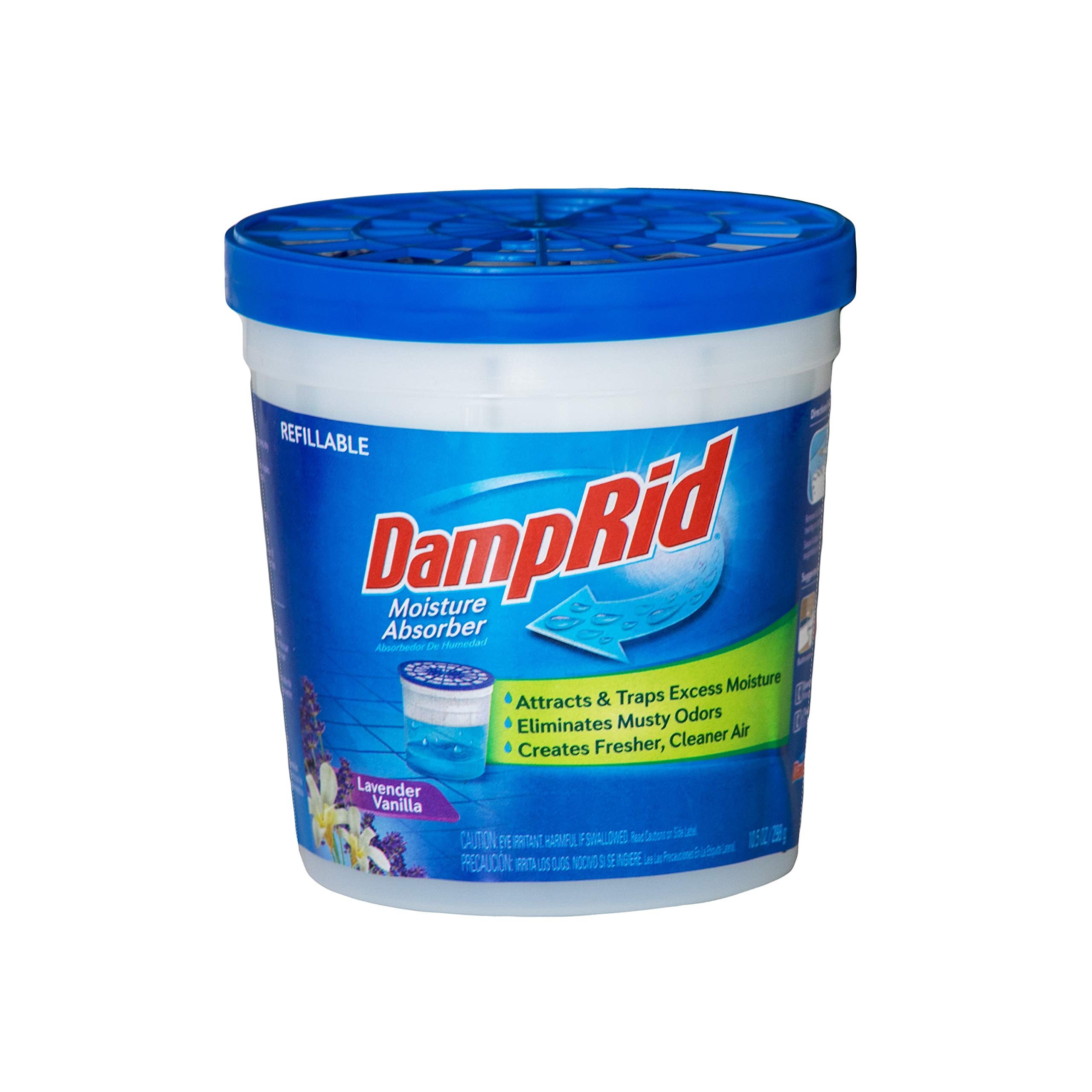Damprid Absorber 10.5Oz Refillable Absorber Traps Moisture For Fresher, Cleaner Air, 10.5Oz Cups   4 Pack, Blue, 4 Count