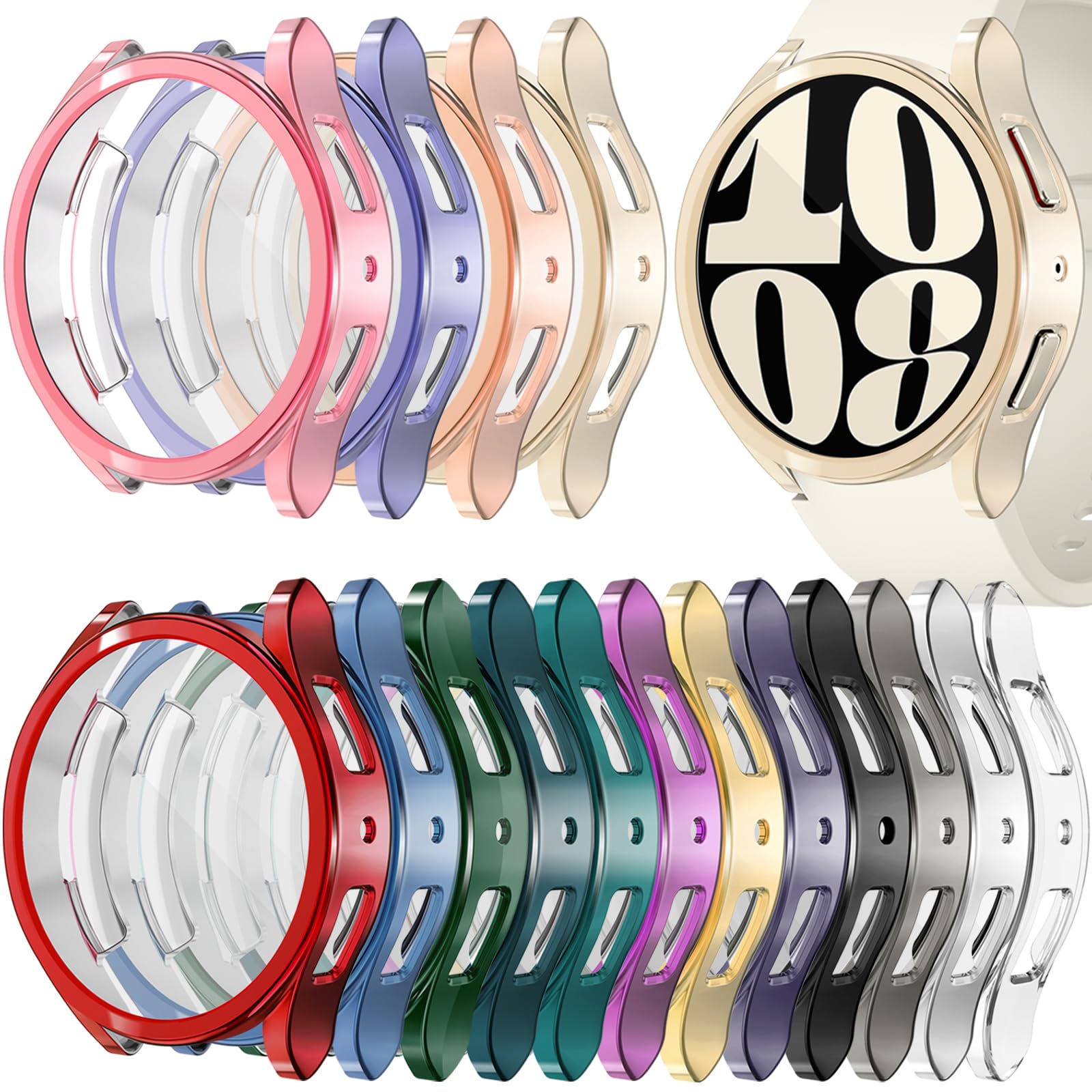 Richone [16Pack] Watch Screen Protector Compatible With Samsung Galaxy Watch 6 44Mm, Soft Tpu Bumper Cases Full Anti Golpes Prot