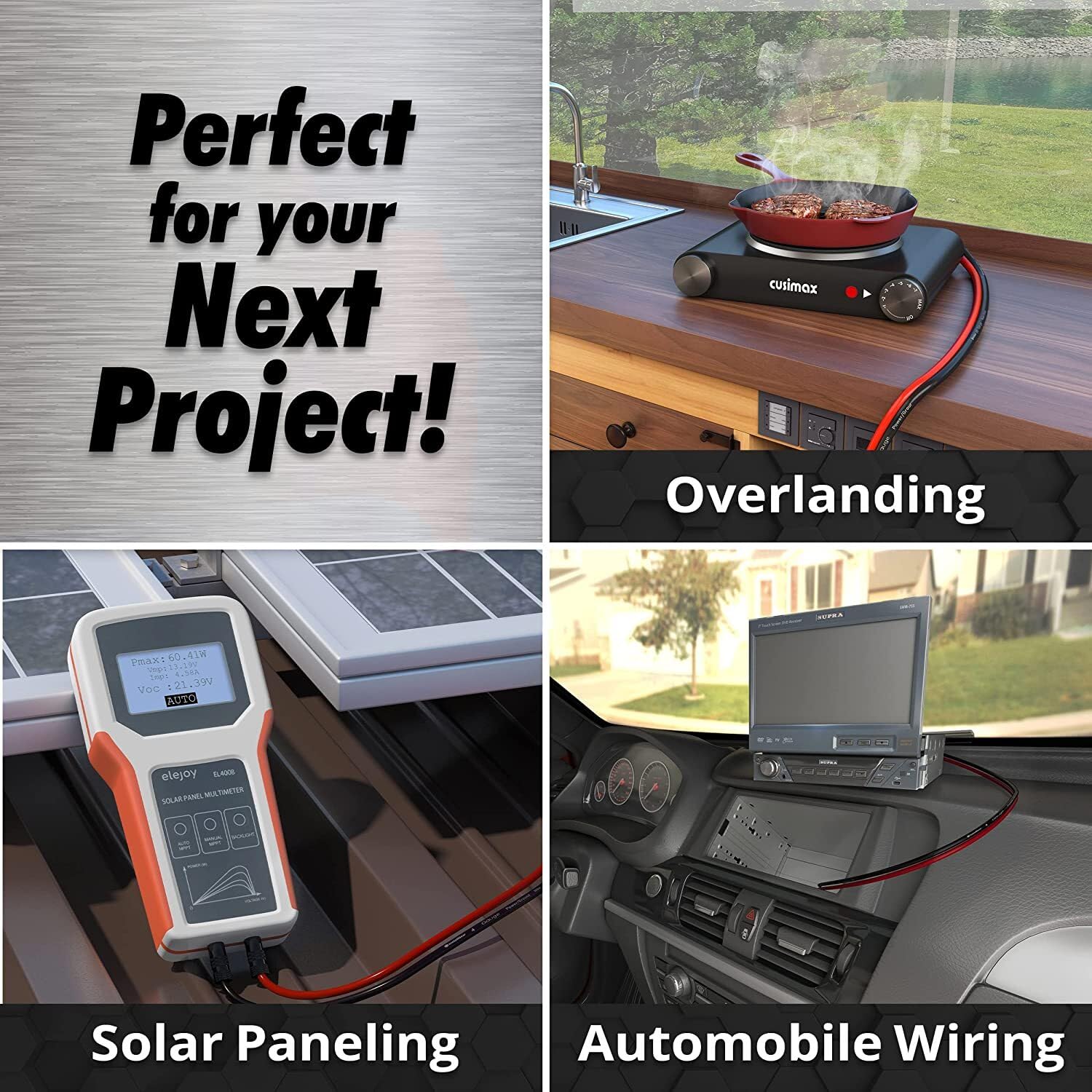 Installgear 4 Gauge Wire Awg Ofc Pure Copper Power Ground Wire Cable 25Ft Red, True Spec & Soft Touch Welding Wire, 4 Awg Batter