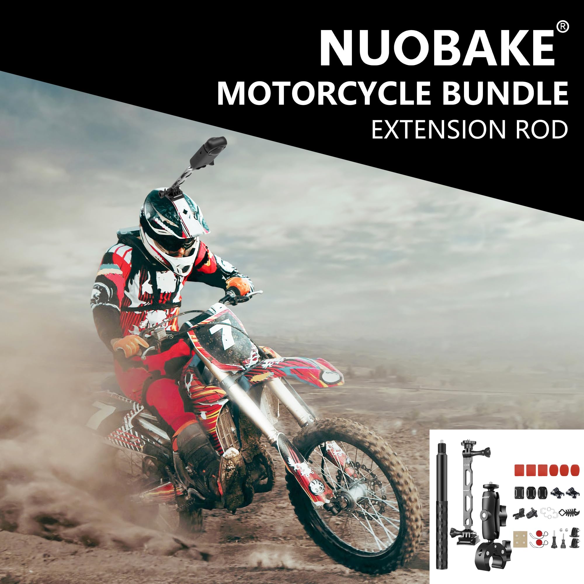 Bike Motorcycle Handlebar Mounting Bundle Kit For Insta360, Third Person Bicycle Handlebar Selfie Stick Clamp Action Camera Accessories Mount Compatible With Insta360 X4 X3 X2 X One Go3 S, Gopro Etc