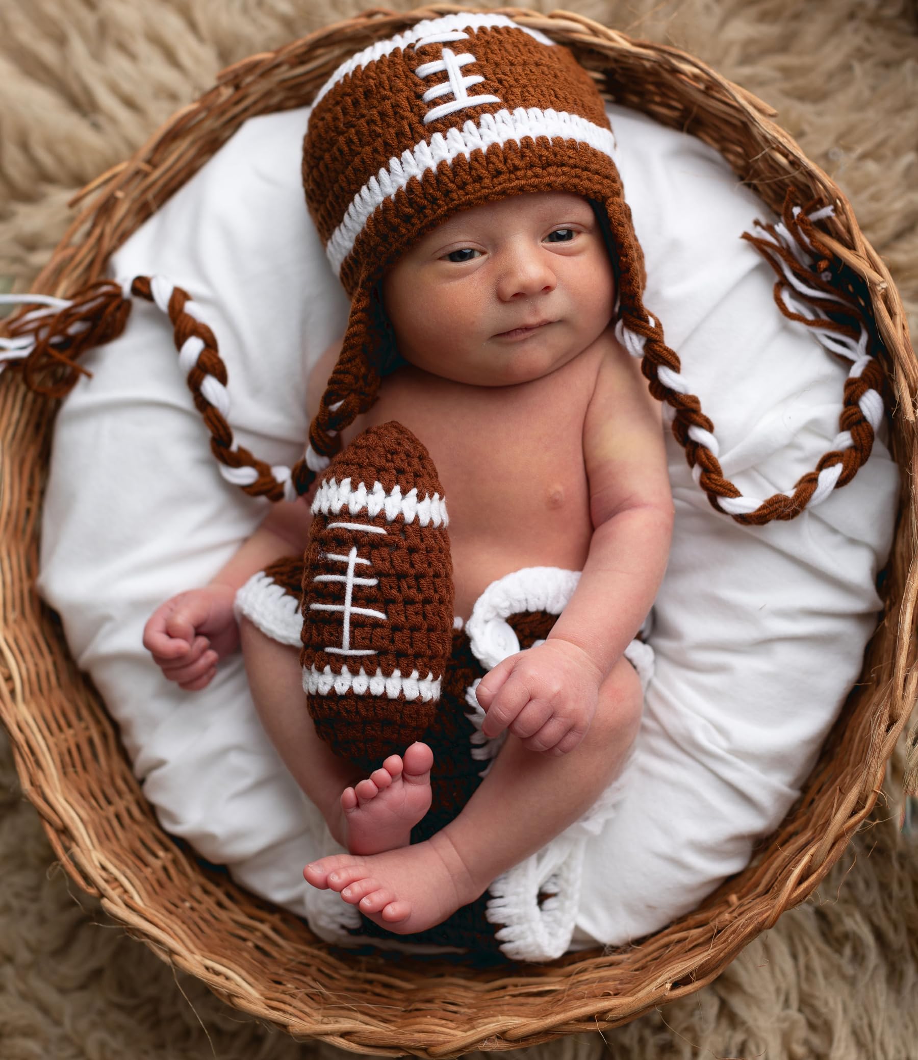 Terriboo Baby Photography Outfits Crochet Knitted Football Player Outfits Newborn Photo Sports Costume 0 1 Month