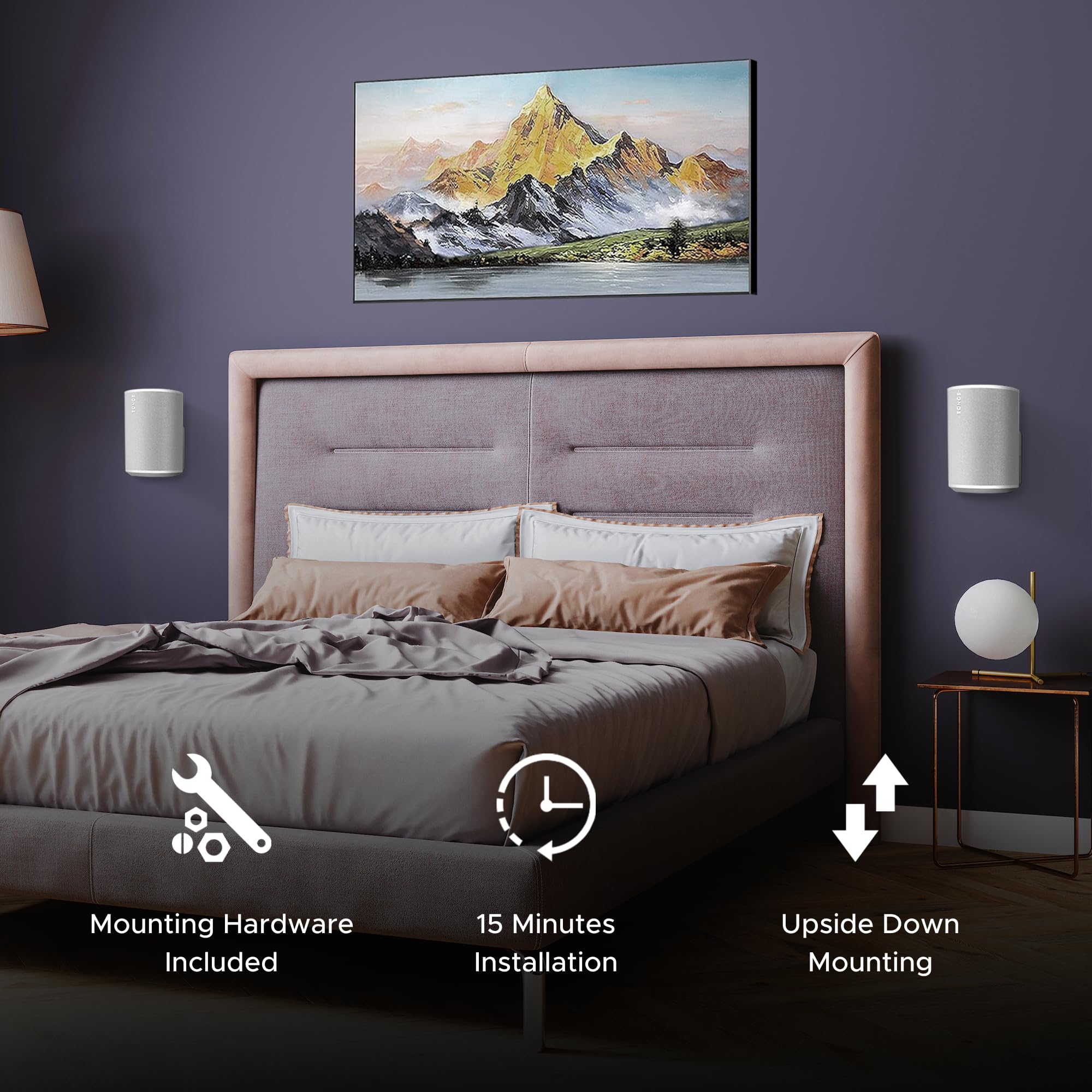 Era100 Wall Mount Bracket, Low Profile, White, Single Unit, Compatible With Sonos Era 100 Speaker, Complete With All Fixing Hard