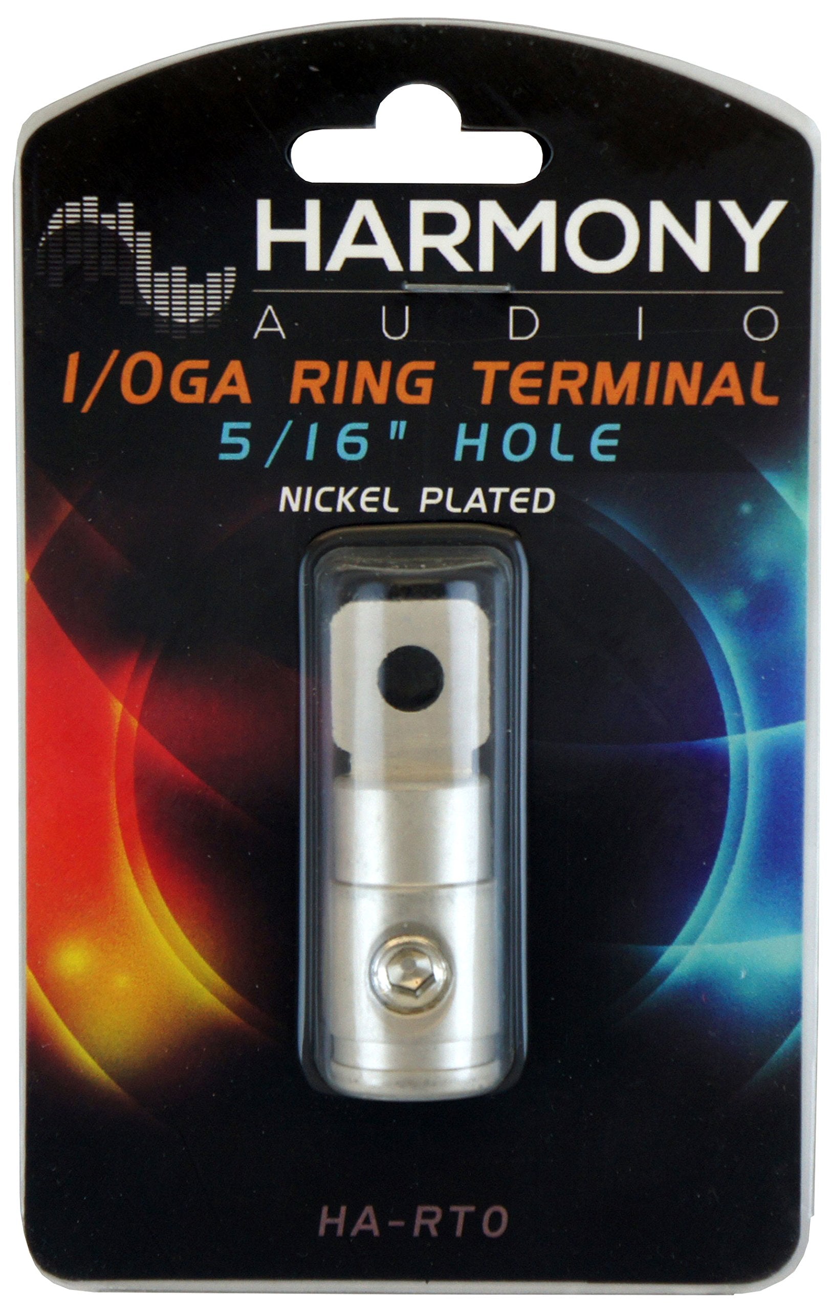 Harmony Audio Ha Rt0 Car Stereo Power Or Ground 1/0 Gauge 5/16'' Ring Terminal Screw Set Heavy Duty  Nickel Plated