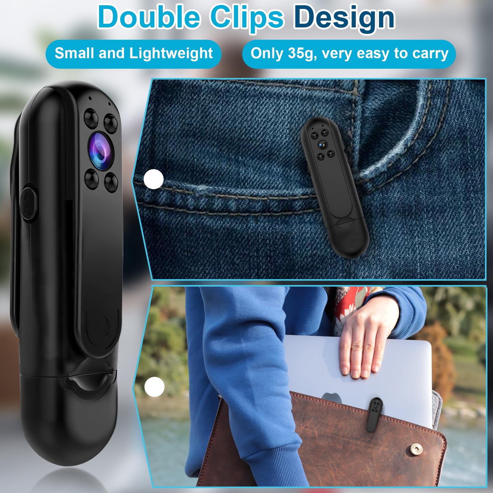 Wotcha Body Camera With 32Gb Card, Hd 1080P Mini Body Cam With Motion Detection, Ir Night Vision, Wearable Small Portable Pocket