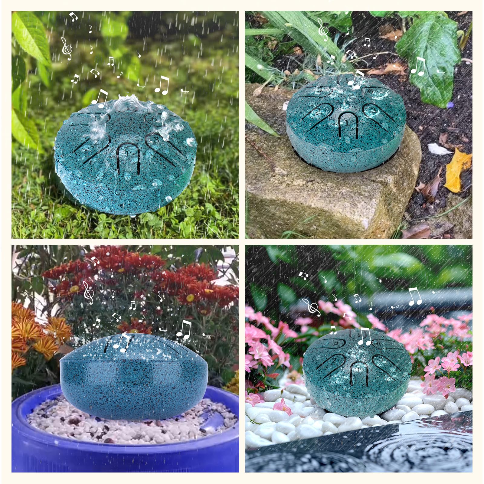 Baborui Upgraded Non Waterlogging Rain Drum   Mini Outdoor Steel Tongue Drum Rain Chime (Malachite)