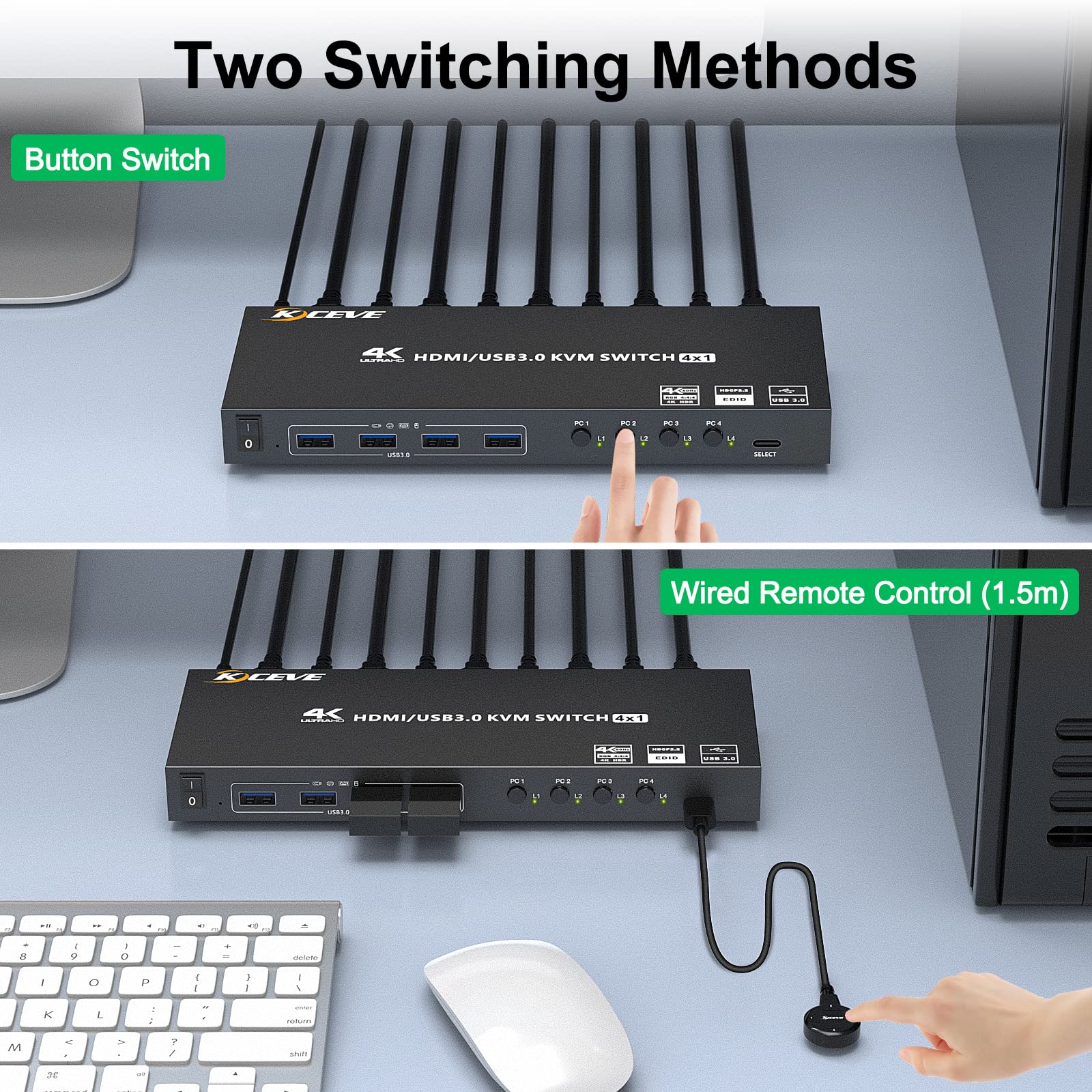 Usb 30 Kvm Switch Hdmi 4 Port Support 4K@60Hz 2K@120Hz Simulation Edid,Mleeda Hdmi Usb Switch For 4 Computers Share 1 Monitor An
