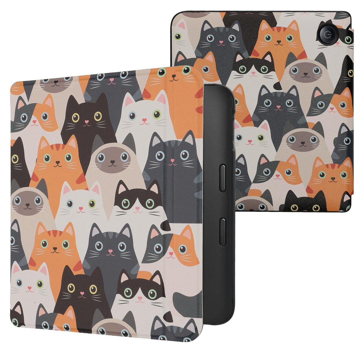 Kwmobile Case Compatible With Kobo Libra 2 Case   Ereader Cover   Cats Orange/Black/White