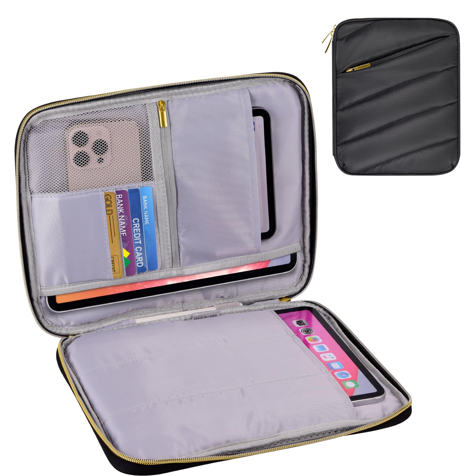 9 11 Inch Ipad Sleeve Case, Puffy Padded Pouch Bag For Ipad Pro 11 In (M4), Ipad 10.9 (10Th Gen), Ipad Air 11 In (M2), Galaxy Ta