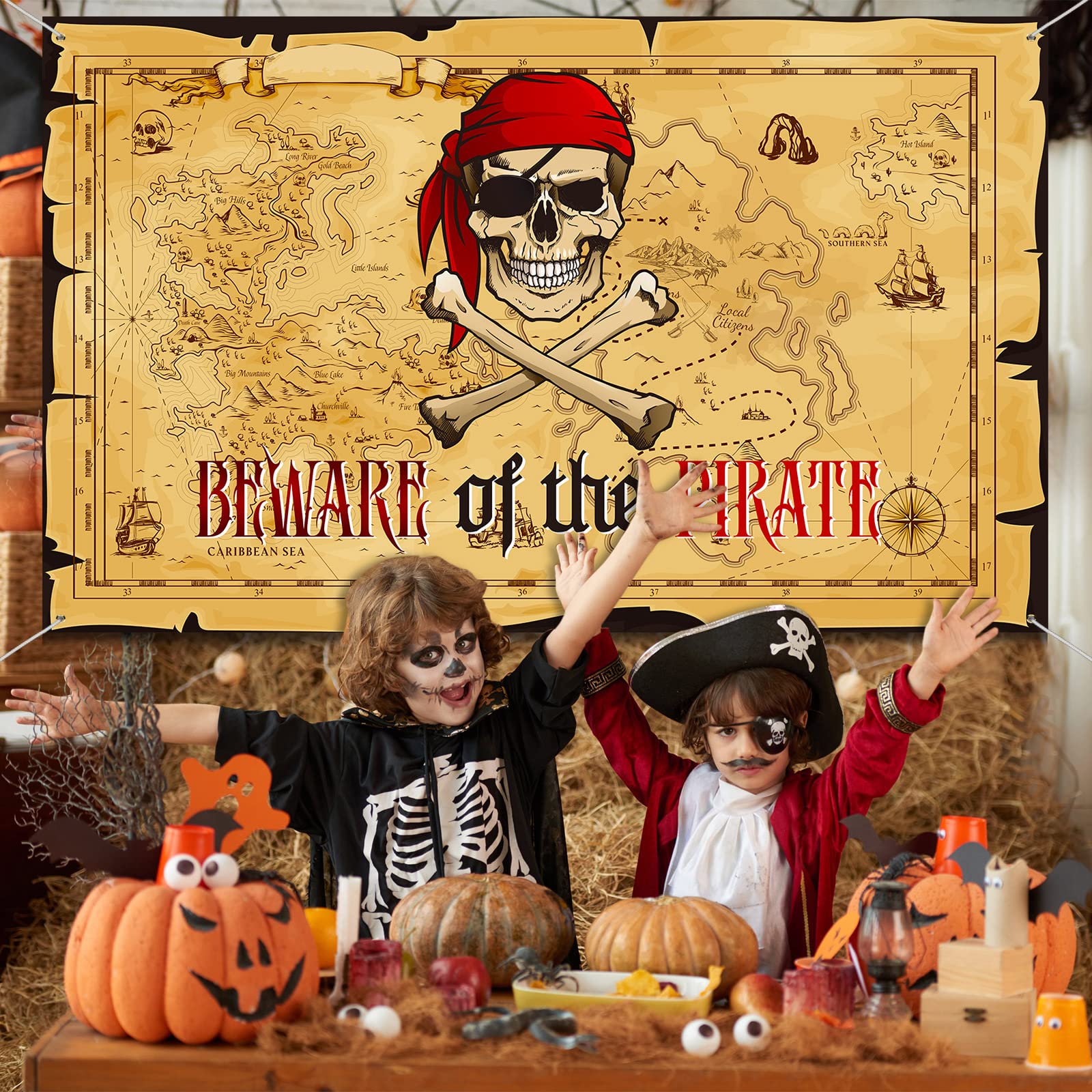 Pirate Party Photography Backdrop Pirate Treasure Map Backdrop Background Pirate Nautical Theme Wall Hanging Tapestry Decoration