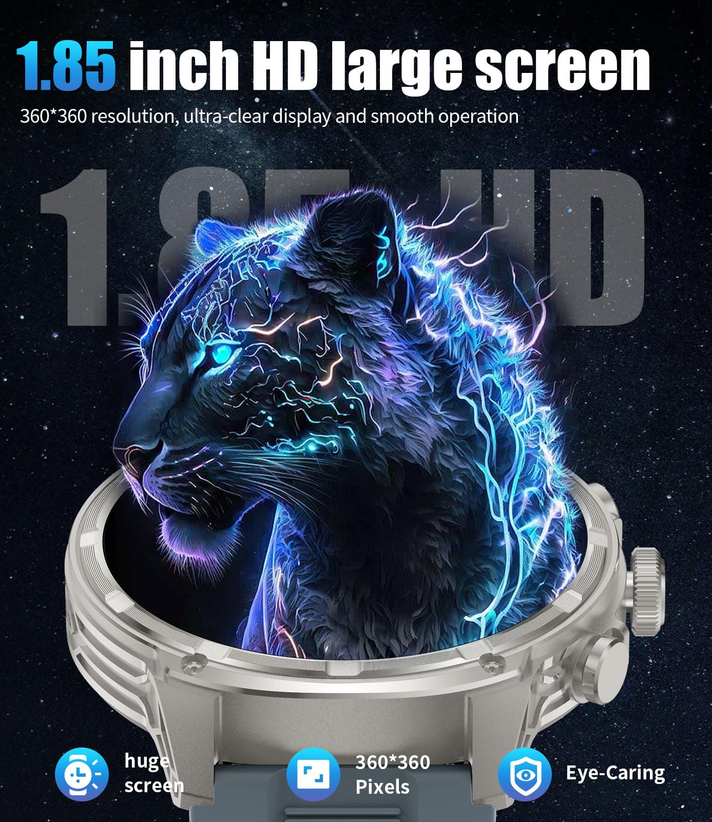 Lige Military Smart Watch For Men With 80-Days Standby(710Mah)/Flashlight/50M Waterproof/1.85 '' Hd Large Screen,100+ Sports Fit