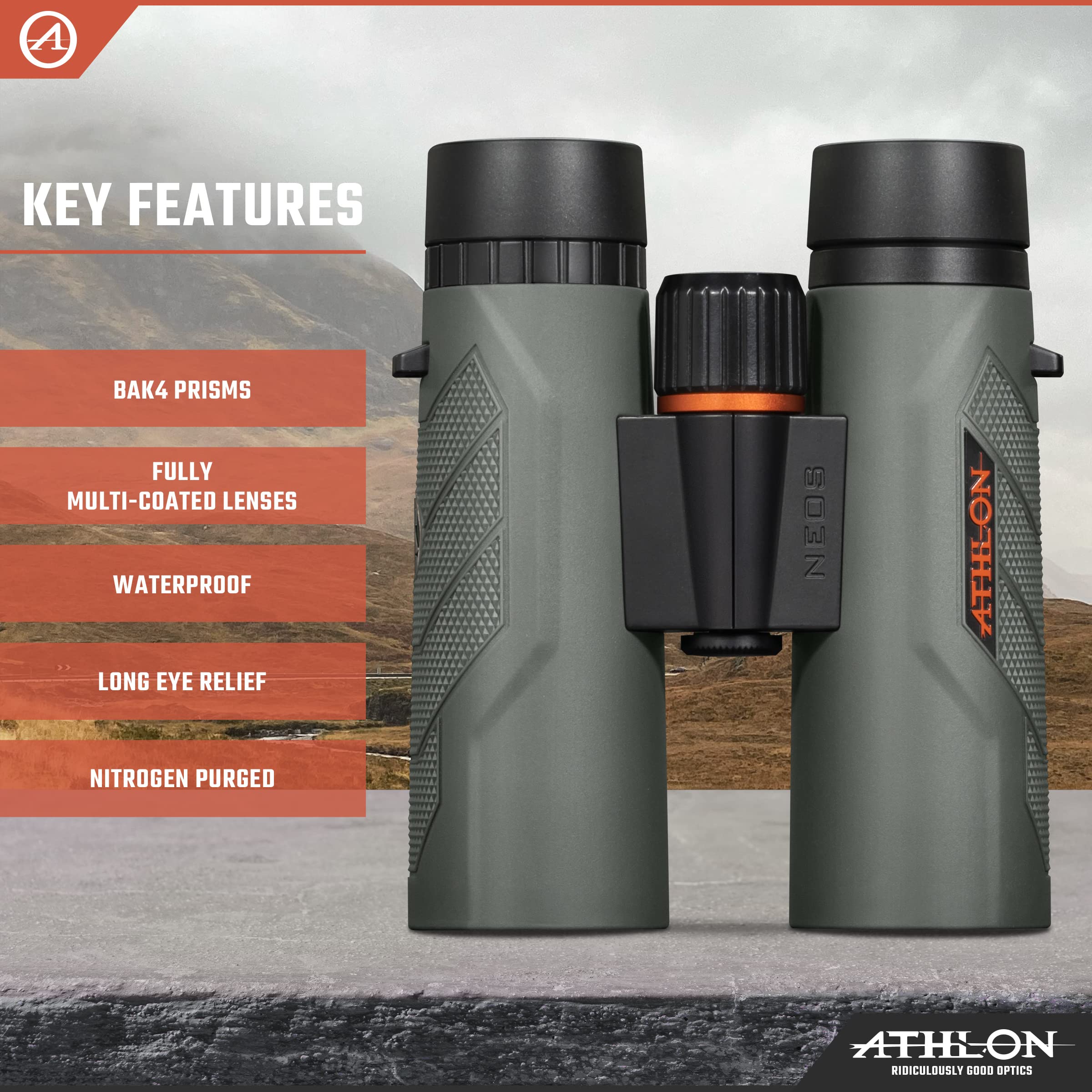 Athlon Optics 8X42 Neos G2 Hd Binoculars With Eye Relief For Adults And Kids, High-Powered Binoculars For Hunting, Birdwatching,