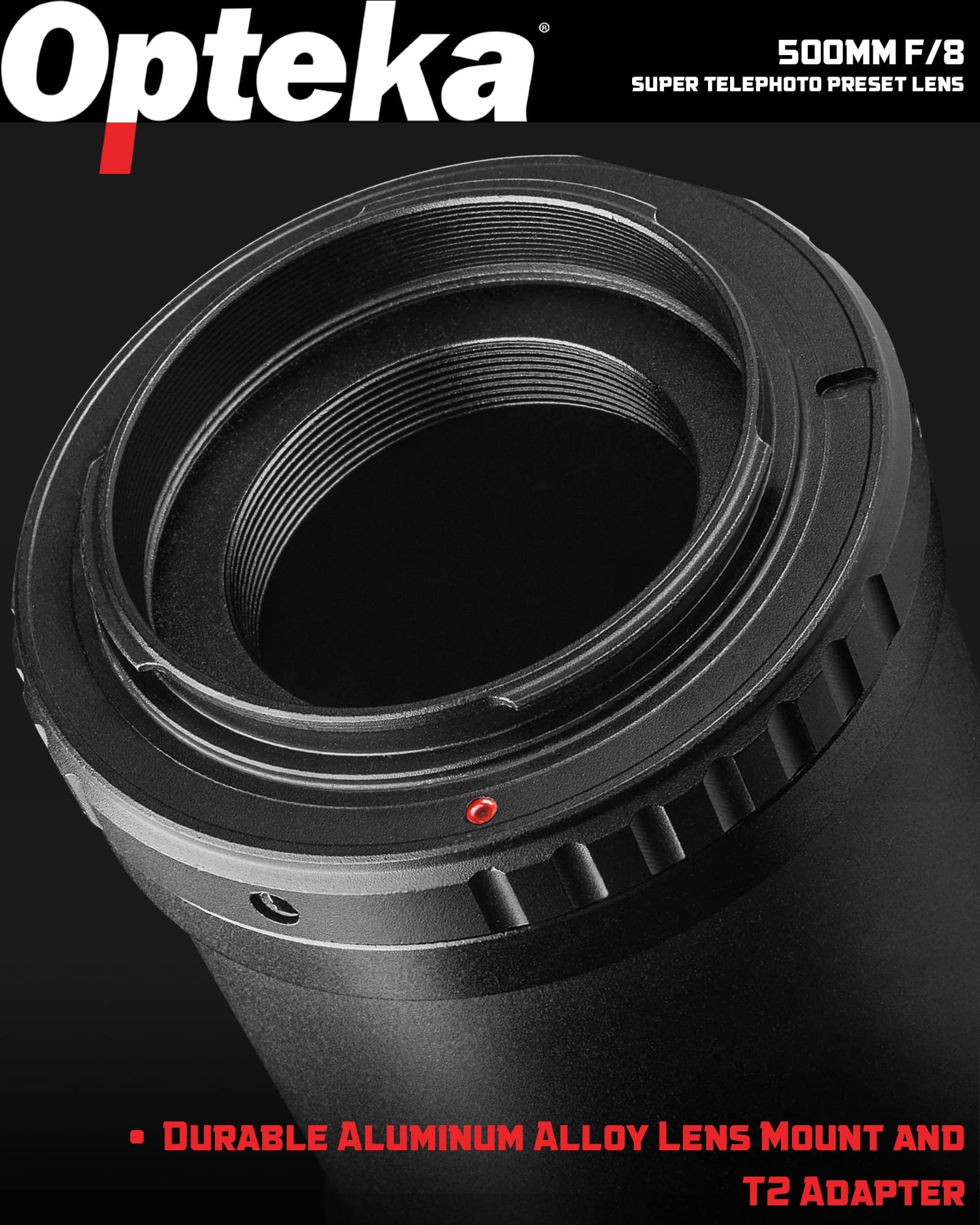 Opteka 500Mm/1000Mm F/8 Manual Telephoto Lens For Nikon F D6, D5, D4, Df, D850, D810, D800, D780, D750, D610, D500, D7500, D7200