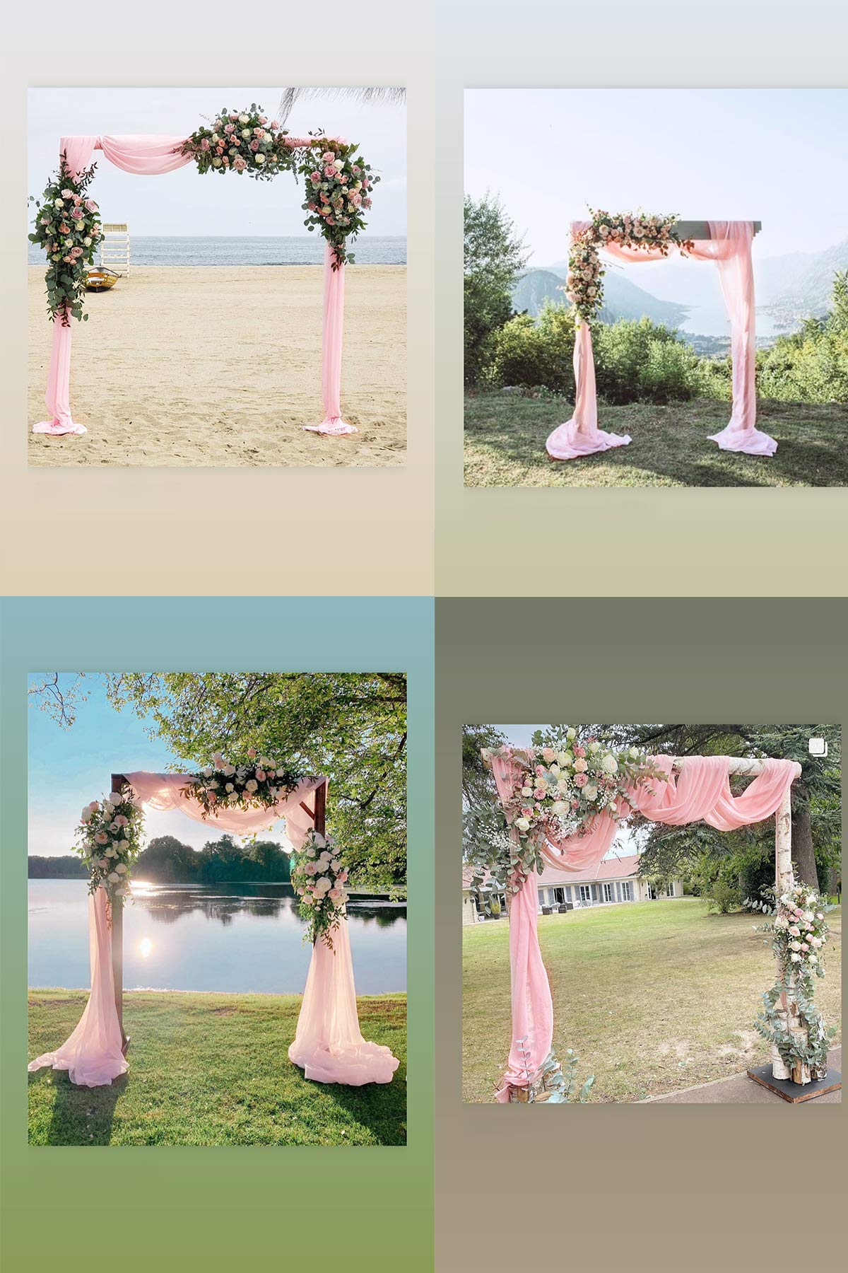 Socomi Wedding Arch Draping Fabric 1 Panel 29'' X 19Ft Blush Pink Sheer Chiffon Curtain Drapes 6 Yards For Wedding Ceremony Birt