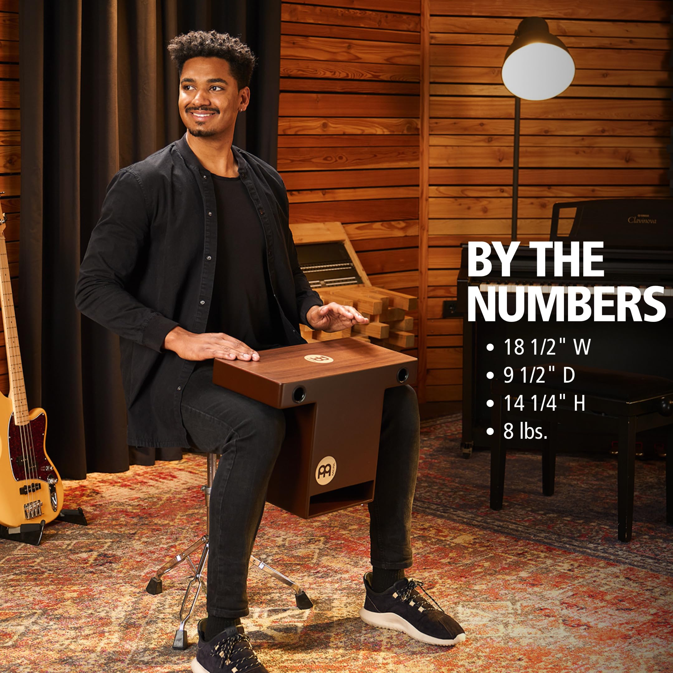 Meinl Slaptop Cajon Box Drum With Internal Snares And Forward Projecting Sound Ports   Not Made In China   Walnut Playing Surfac