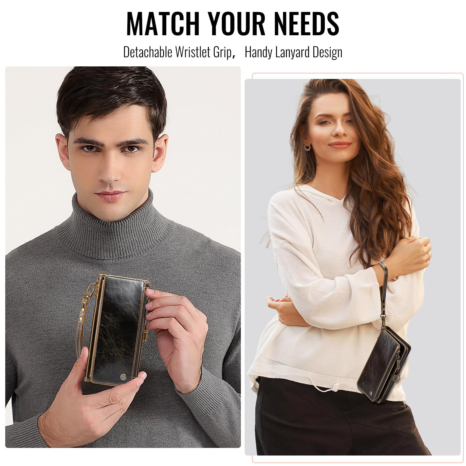 Defencase Samsung Galaxy S23 Ultra Wallet Case, Pu Leather Magnetic Flip Zipper Card Holder, Luxury Coffee